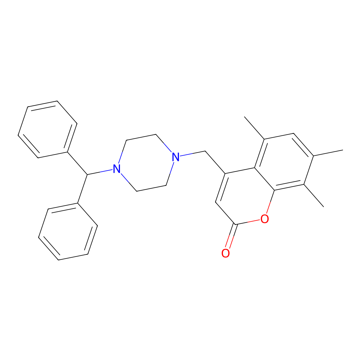 4-[(4-benzhydrylpiperazino)methyl]-5,7,8-trimethyl-2H-chromen-2-one molecular structure, CAS 850157-72-1