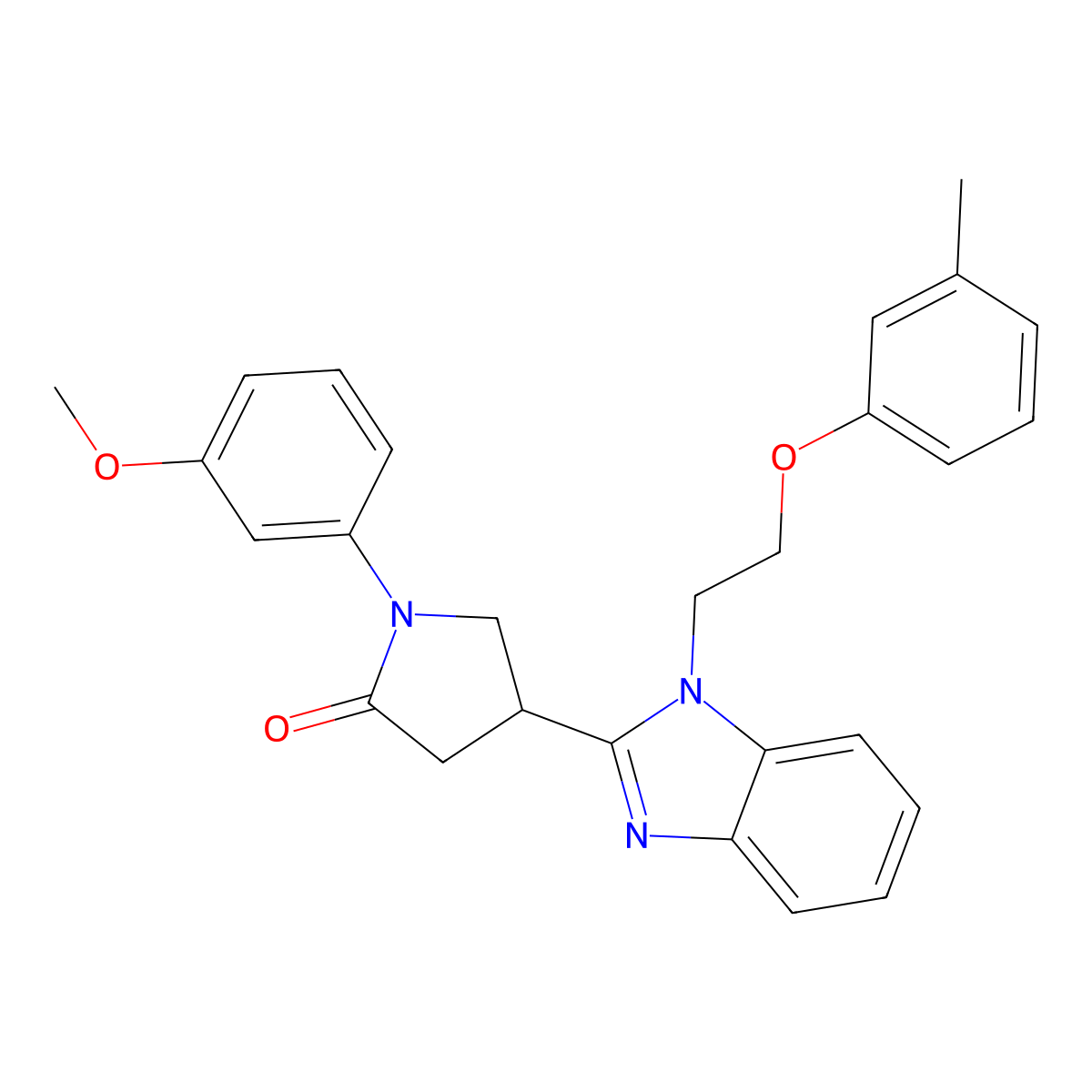 1-(3-methoxyphenyl)-4-(1-(2-(m-tolyloxy)ethyl)-1H-benzo[d]imidazol-2-yl)pyrrolidin-2-one molecular structure, CAS 850159-15-8