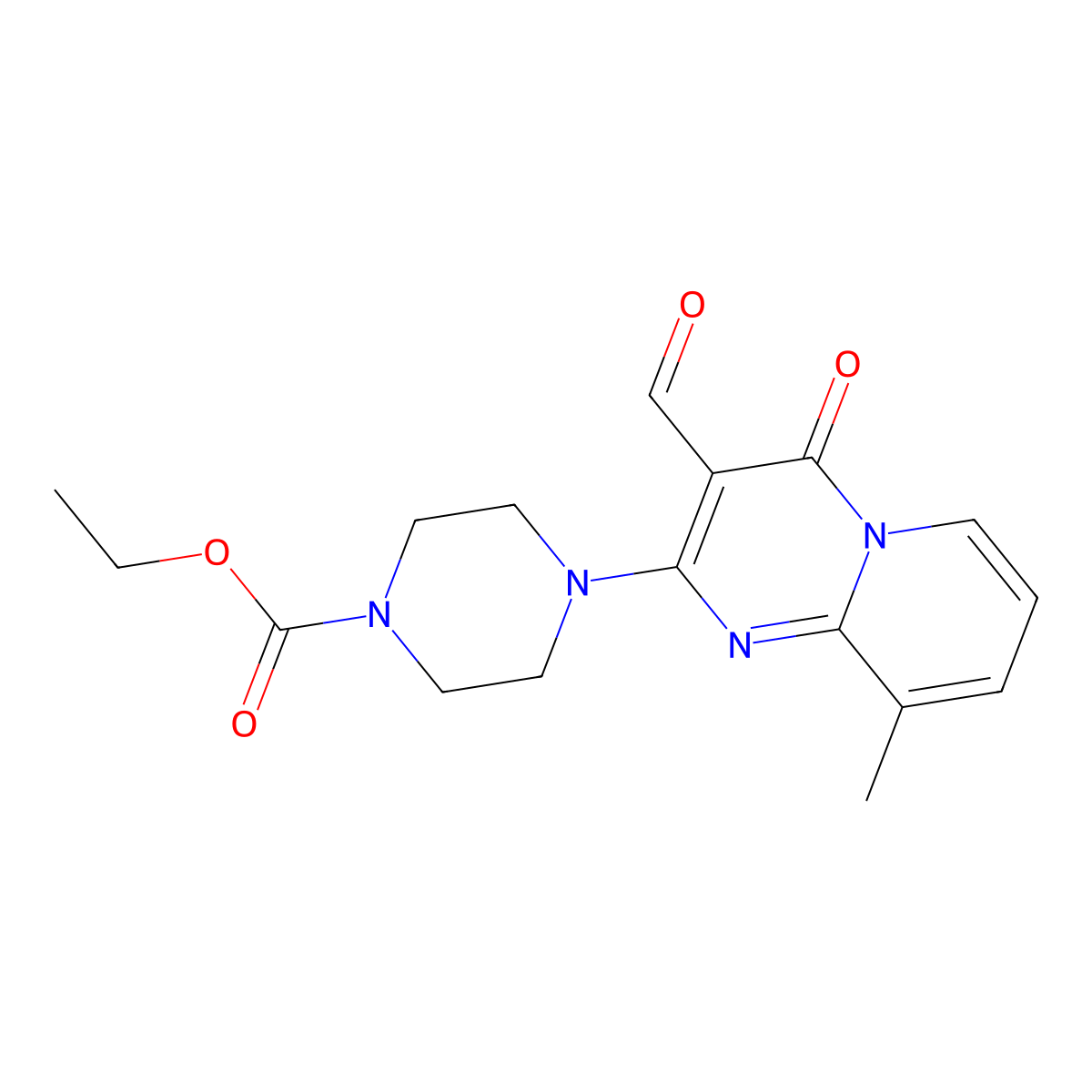 ethyl 4-(3-formyl-9-methyl-4-oxo-4H-pyrido[1,2-a]pyrimidin-2-yl)piperazine-1-carboxylate molecular structure, CAS 850159-68-1