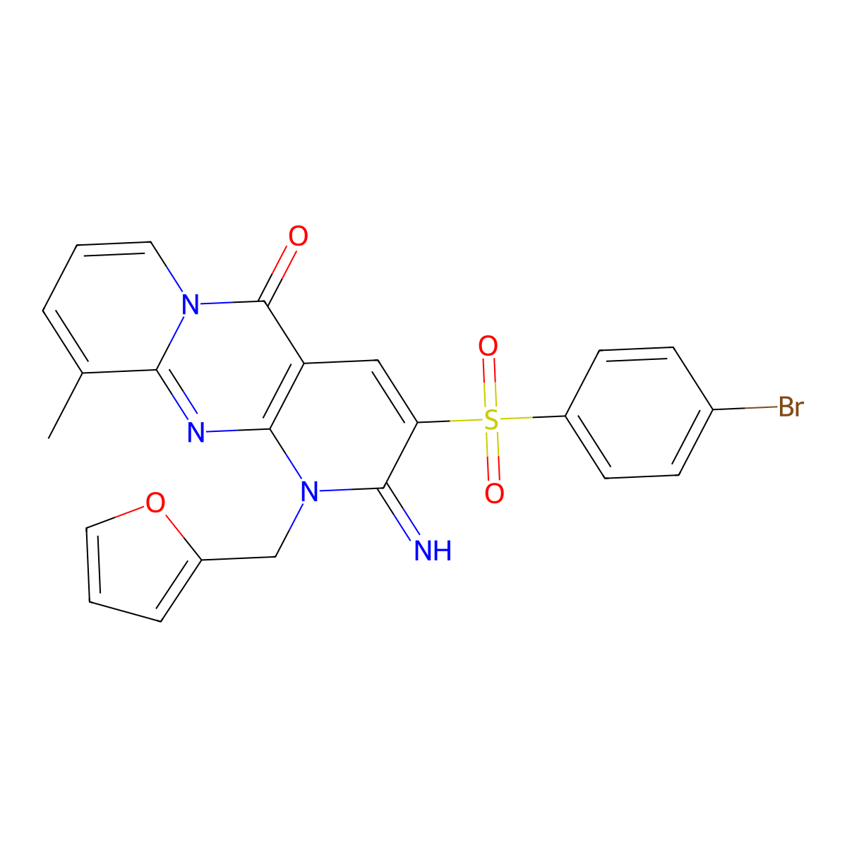 3-[(4-bromophenyl)sulfonyl]-1-(furan-2-ylmethyl)-2-imino-10-methyl-1,2-dihydro-5H-dipyrido[1,2-a:2',3'-d]pyrimidin-5-one molecular structure, CAS 850160-68-8