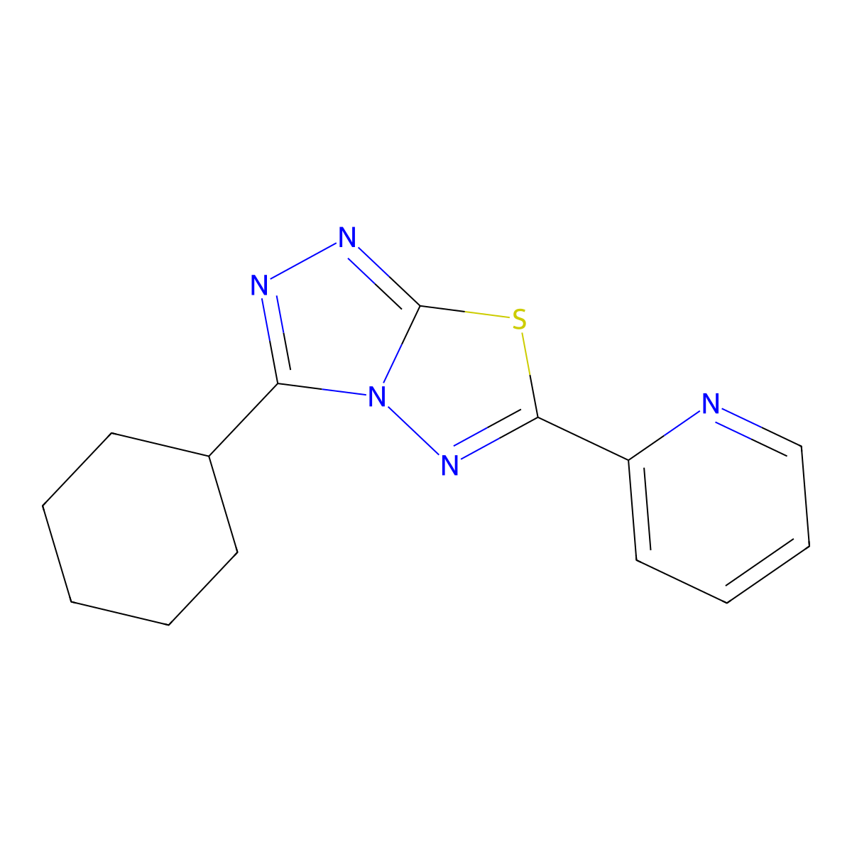 3-Cyclohexyl-6-pyridin-2-yl-[1,2,4]triazolo[3,4-b][1,3,4]thiadiazole molecular structure, CAS 850160-88-2