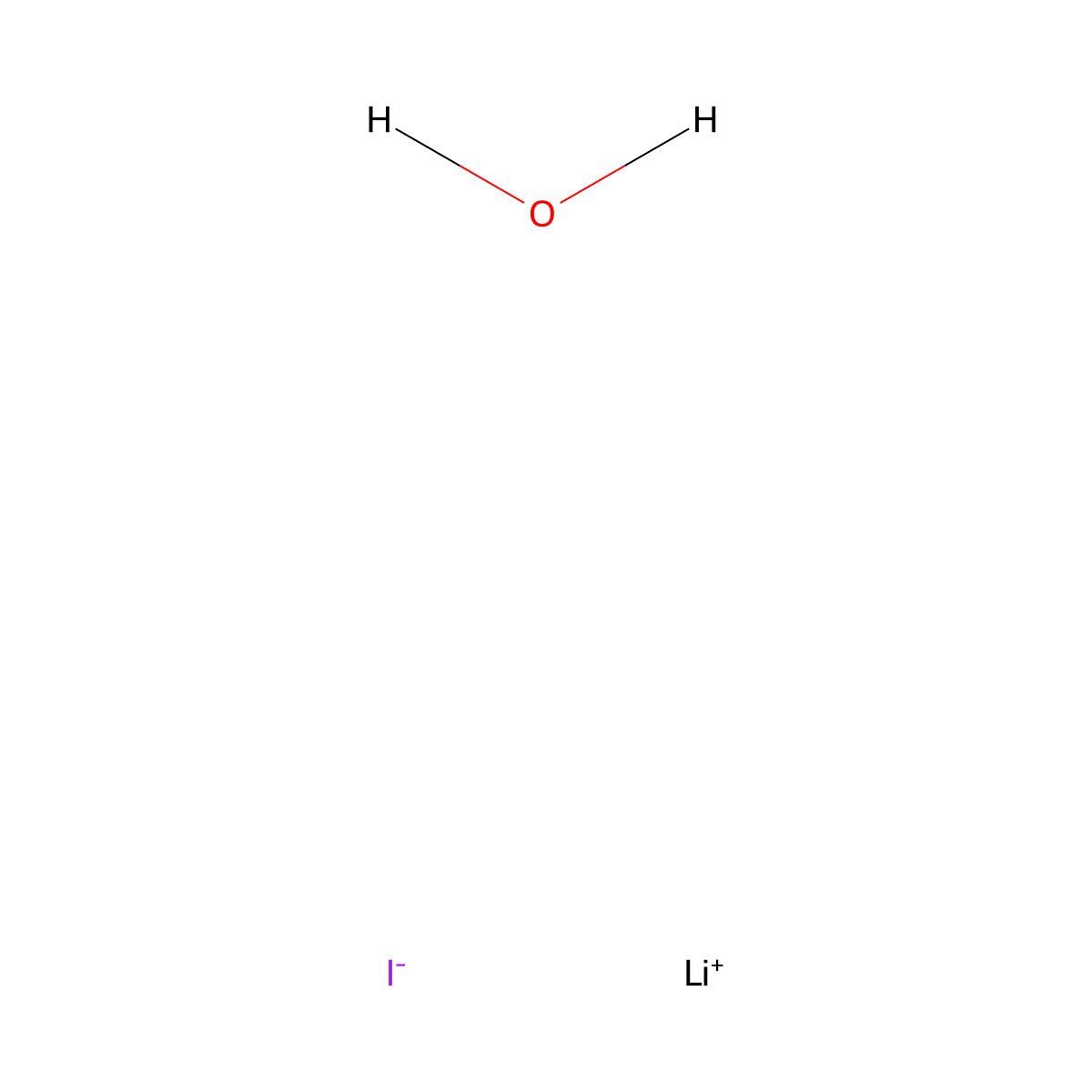 Lithium iodide (LiI), trihydrate molecular structure, CAS 85017-80-7