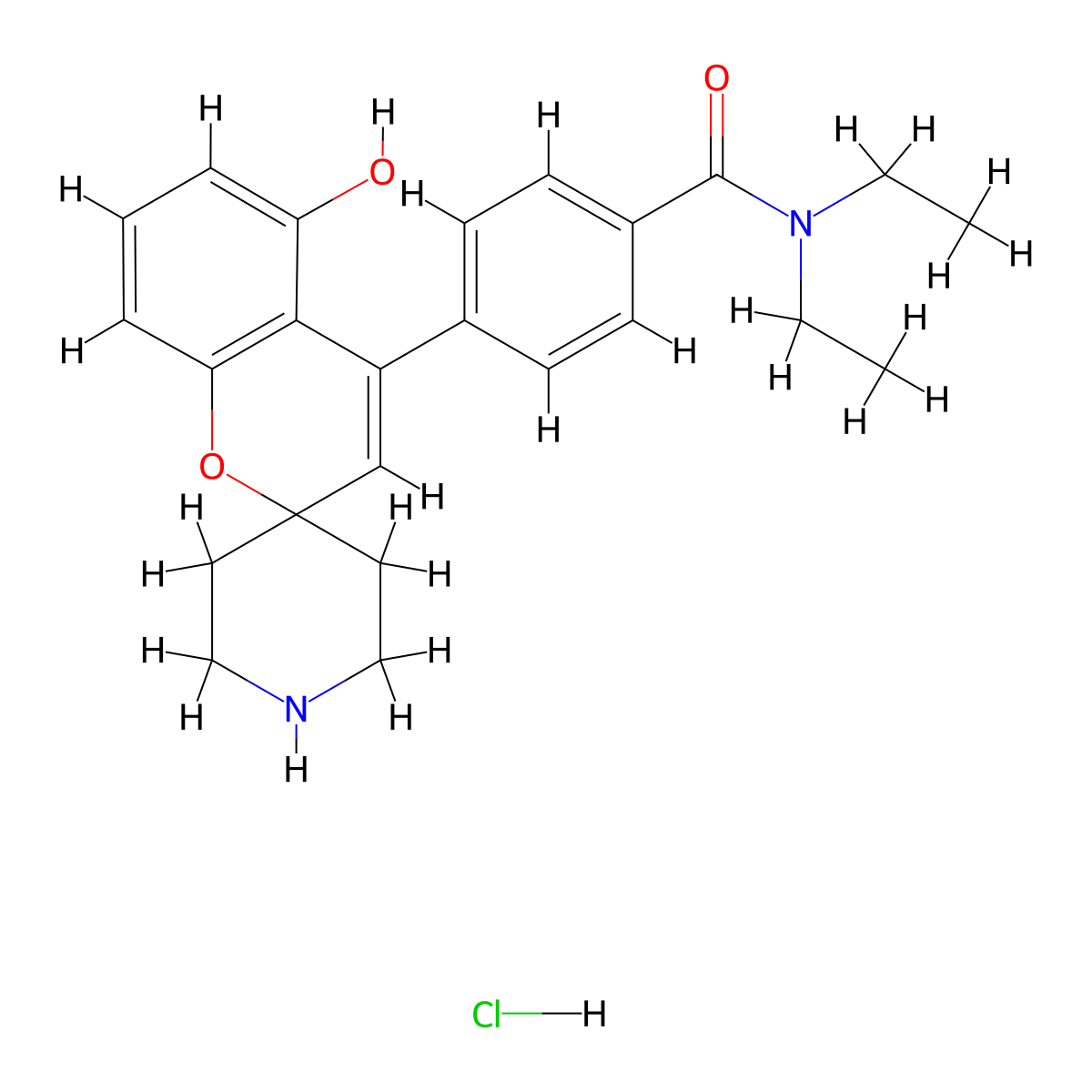 N,N-diethyl-4-(5-hydroxyspiro[chromene-2,4'-piperidin]-4-yl)benzamide hydrochloride molecular structure, CAS 850173-95-4