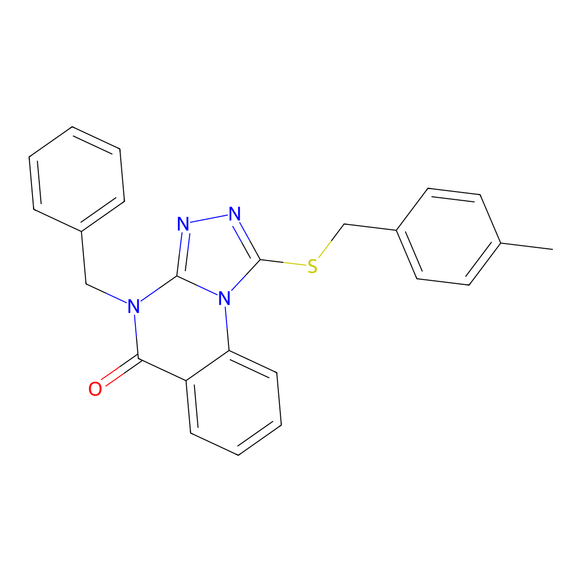 4-benzyl-1-((4-methylbenzyl)thio)-[1,2,4]triazolo[4,3-a]quinazolin-5(4H)-one molecular structure, CAS 850179-71-4