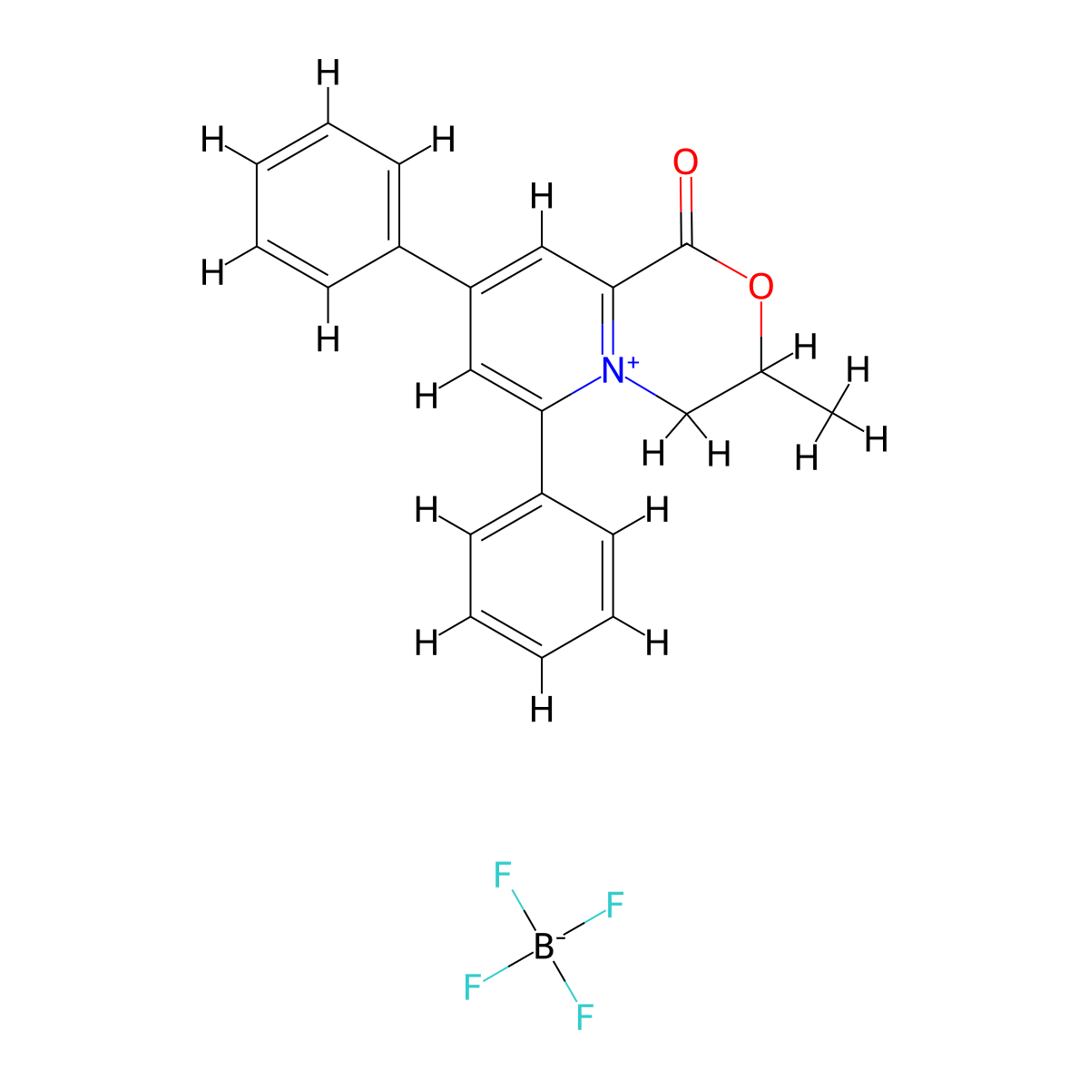 3-Methyl-1-oxo-6,8-diphenyl-3,4-dihydro-1H-pyrido[2,1-c][1,4]oxazin-5-ium tetrafluoroborate molecular structure, CAS 85018-36-6
