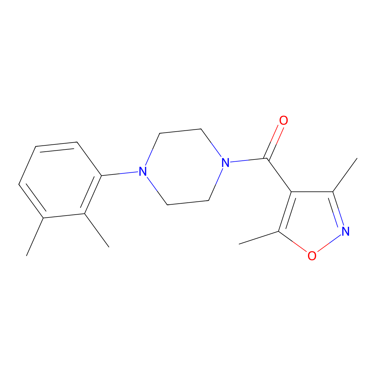 Methanone, (3,5-dimethyl-4-isoxazolyl)[4-(2,3-dimethylphenyl)-1-piperazinyl]- molecular structure, CAS 850183-33-4