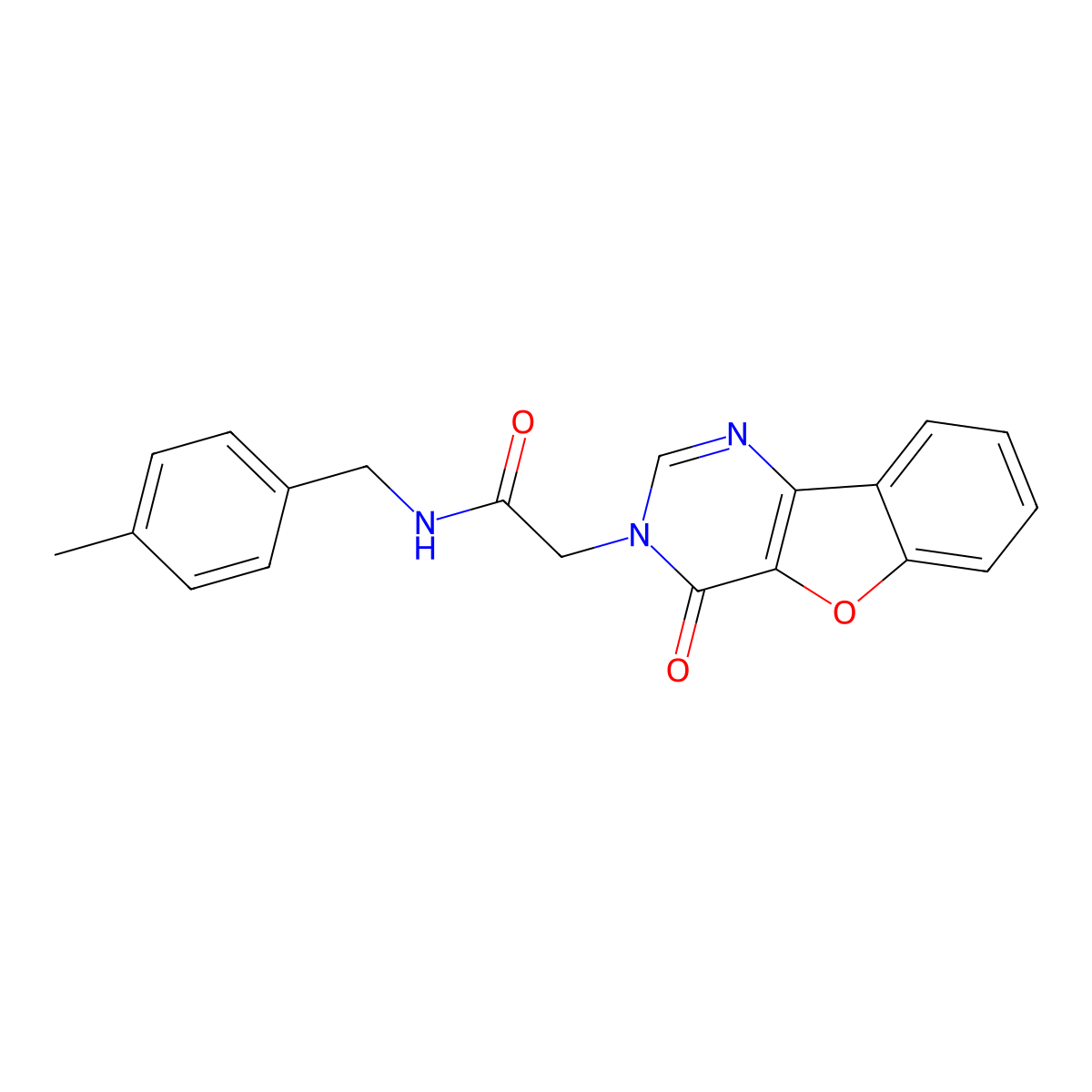 N-(4-methylbenzyl)-2-(4-oxobenzofuro[3,2-d]pyrimidin-3(4H)-yl)acetamide molecular structure, CAS 850183-84-5