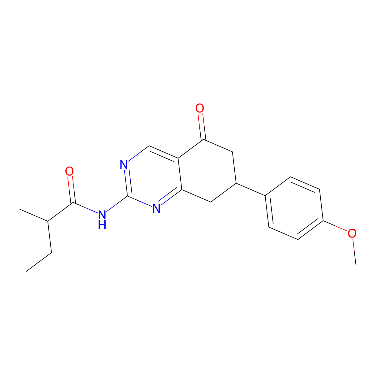 N-[7-(4-methoxyphenyl)-5-oxo-5,6,7,8-tetrahydroquinazolin-2-yl]-2-methylbutanamide molecular structure, CAS 850187-30-3