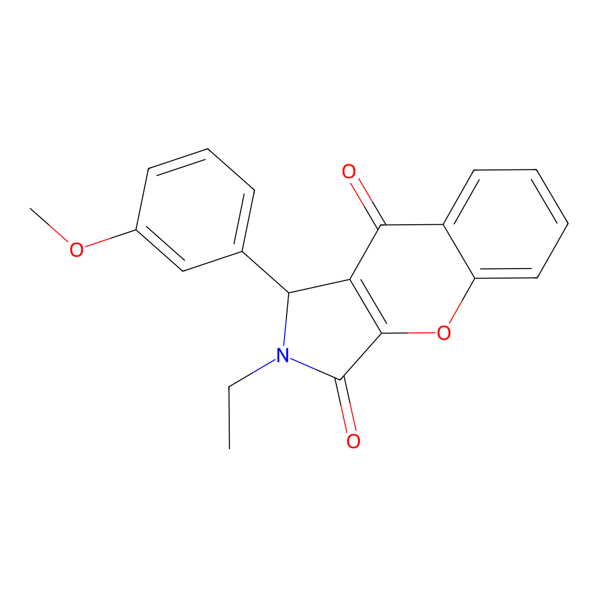 2-Ethyl-1-(3-methoxyphenyl)-1,2-dihydrochromeno[2,3-c]pyrrole-3,9-dione molecular structure, CAS 850187-61-0