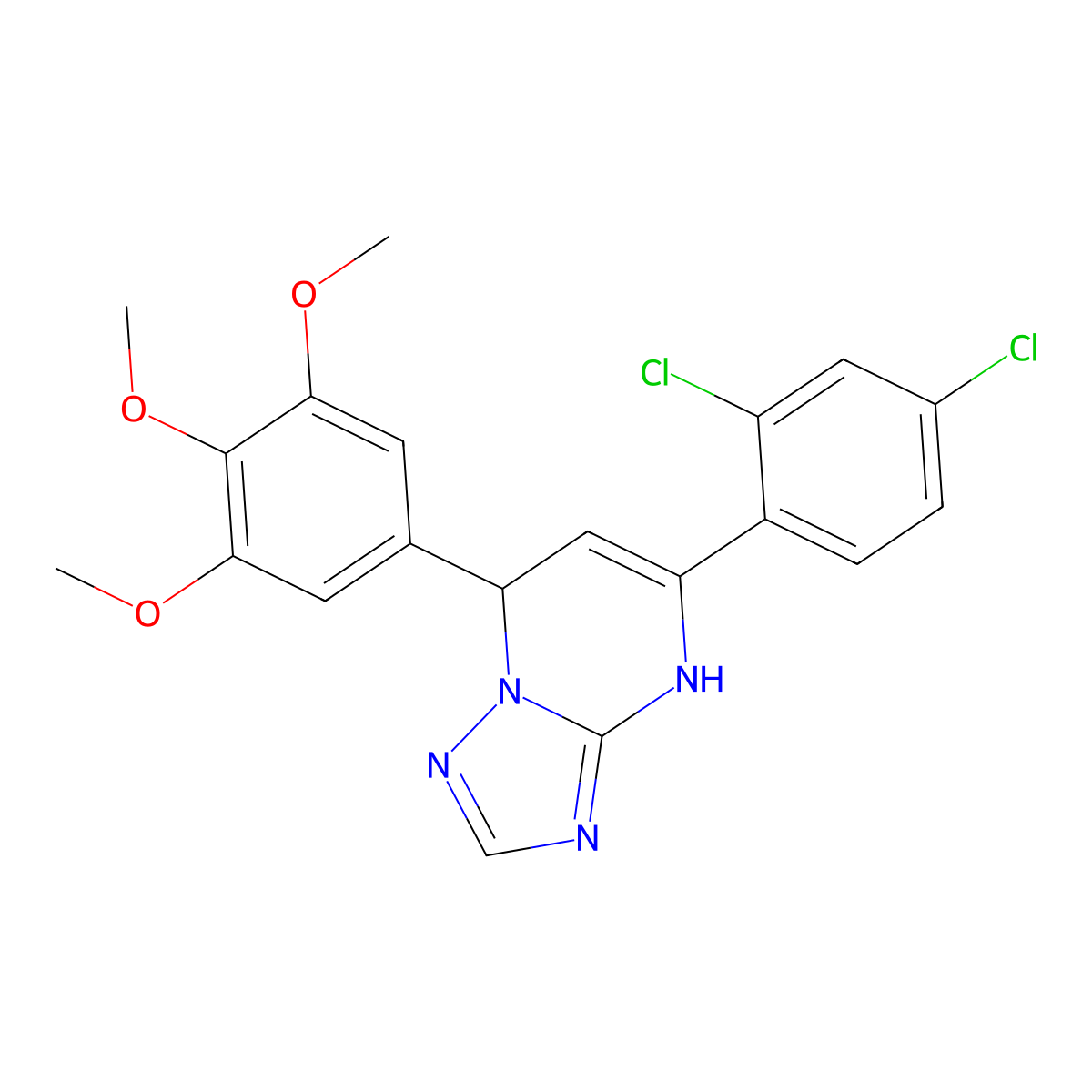 5-(2,4-Dichlorophenyl)-7-(3,4,5-trimethoxyphenyl)-4,7-dihydro[1,2,4]triazolo[1,5-a]pyrimidine molecular structure, CAS 850187-71-2