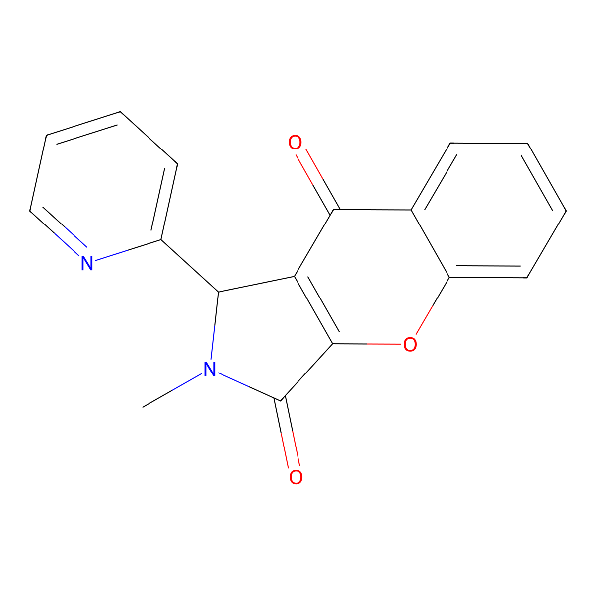 2-Methyl-1-(pyridin-2-yl)-1,2-dihydrochromeno[2,3-c]pyrrole-3,9-dione molecular structure, CAS 850188-30-6