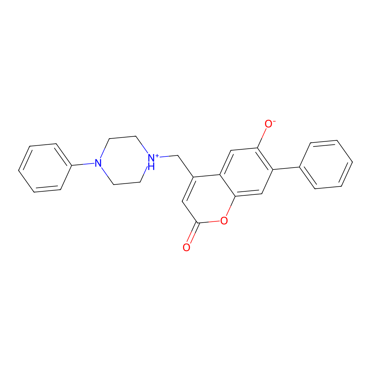 6-Hydroxy-7-phenyl-4-[(4-phenyl-1-piperazinyl)methyl]-1-benzopyran-2-one molecular structure, CAS 850188-33-9