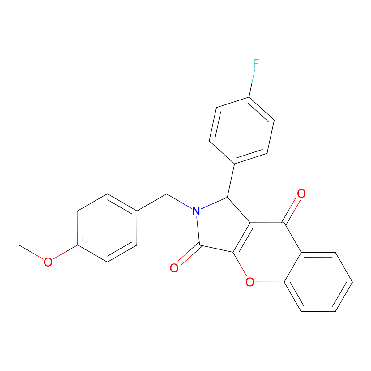 1-(4-Fluorophenyl)-2-(4-methoxybenzyl)-1,2-dihydrochromeno[2,3-c]pyrrole-3,9-dione molecular structure, CAS 850188-35-1