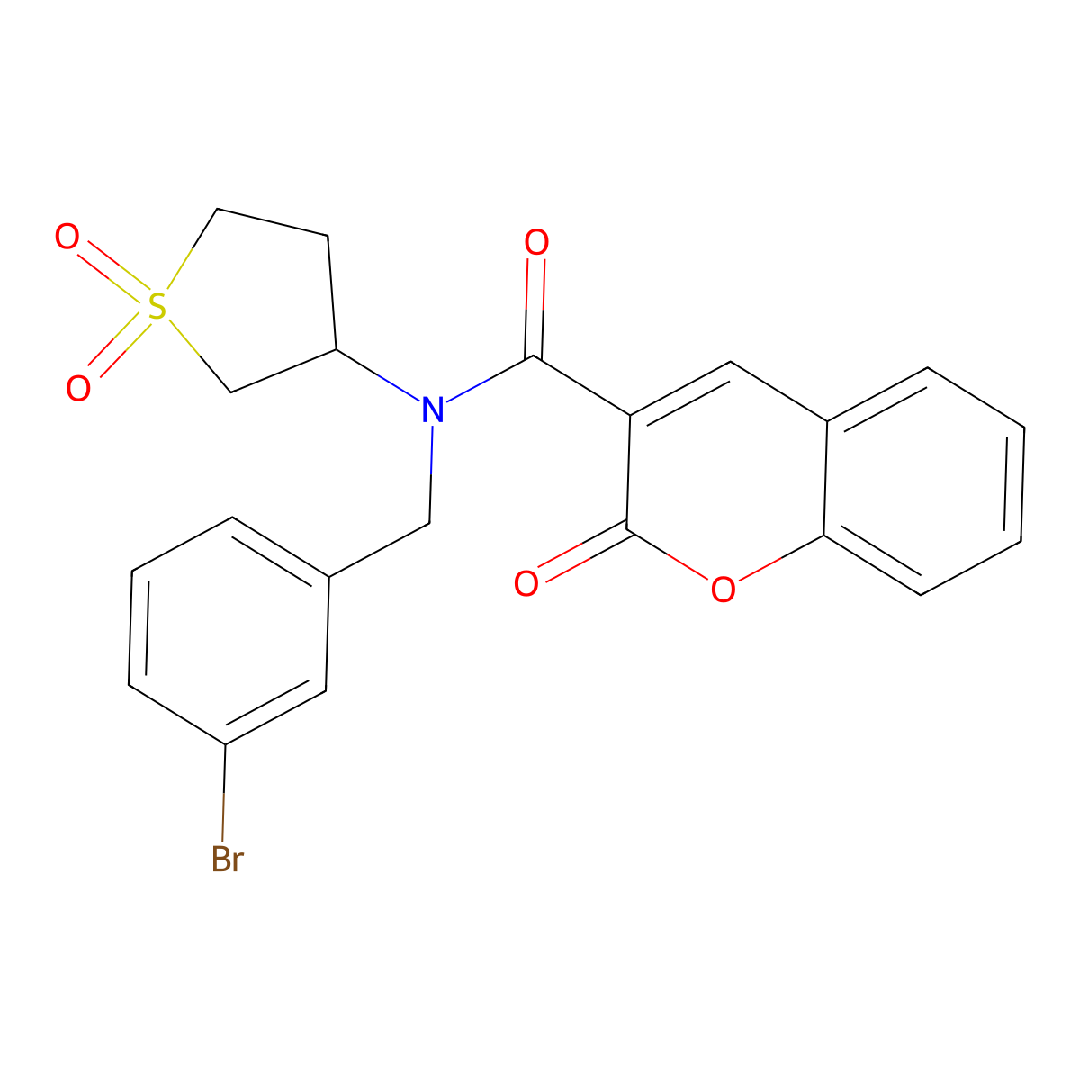 N-(3-bromobenzyl)-N-(1,1-dioxidotetrahydrothiophen-3-yl)-2-oxo-2H-chromene-3-carboxamide molecular structure, CAS 850188-54-4