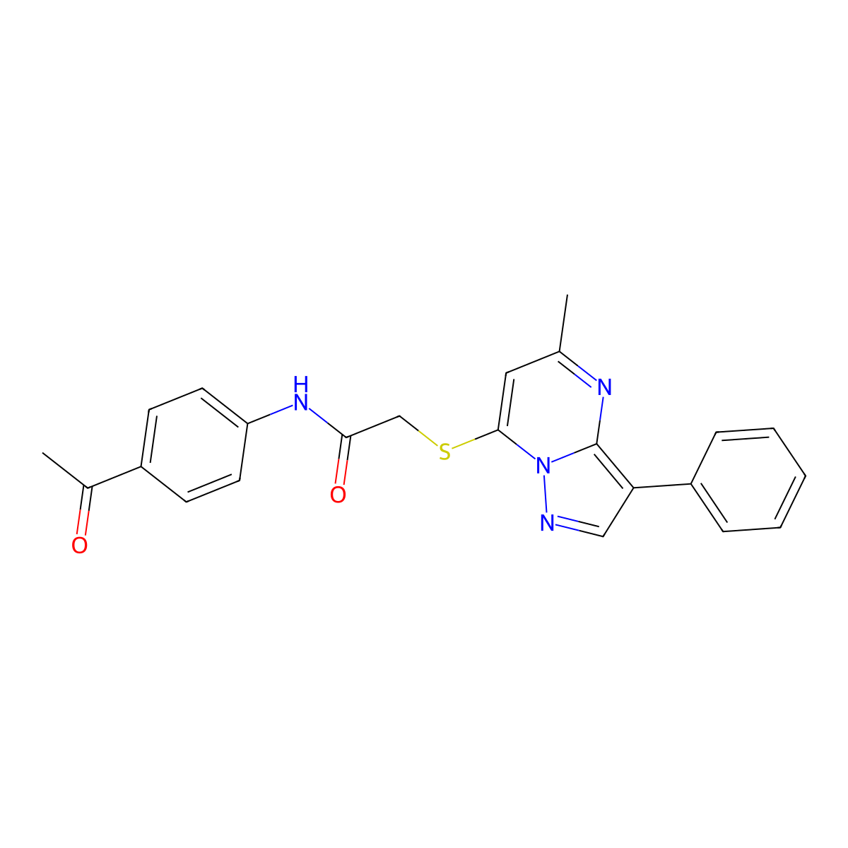 N-(4-Acetylphenyl)-2-({5-methyl-3-phenylpyrazolo[1,5-A]pyrimidin-7-YL}sulfanyl)acetamide molecular structure, CAS 850188-75-9