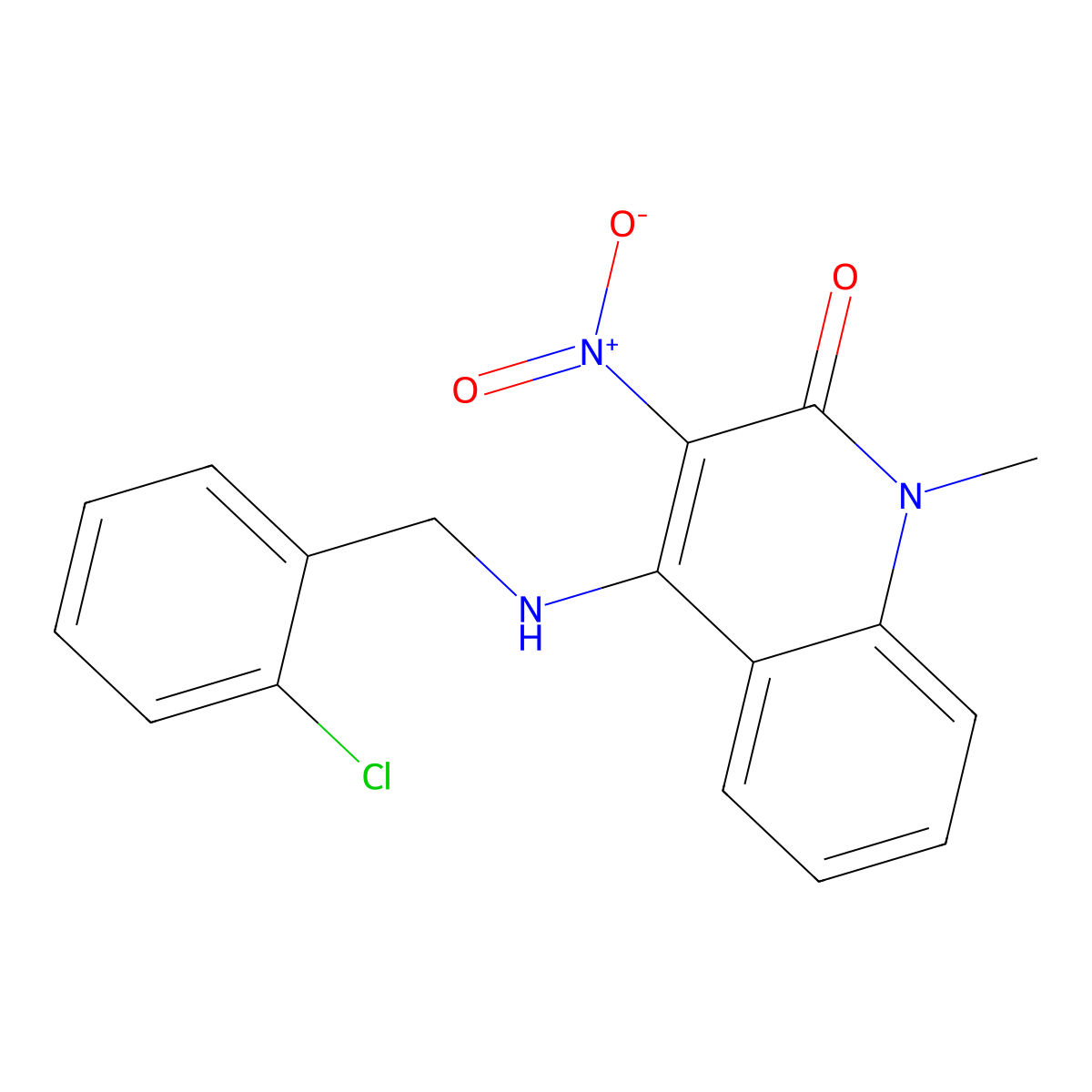 4-((2-chlorobenzyl)amino)-1-methyl-3-nitroquinolin-2(1H)-one molecular structure, CAS 850189-09-2