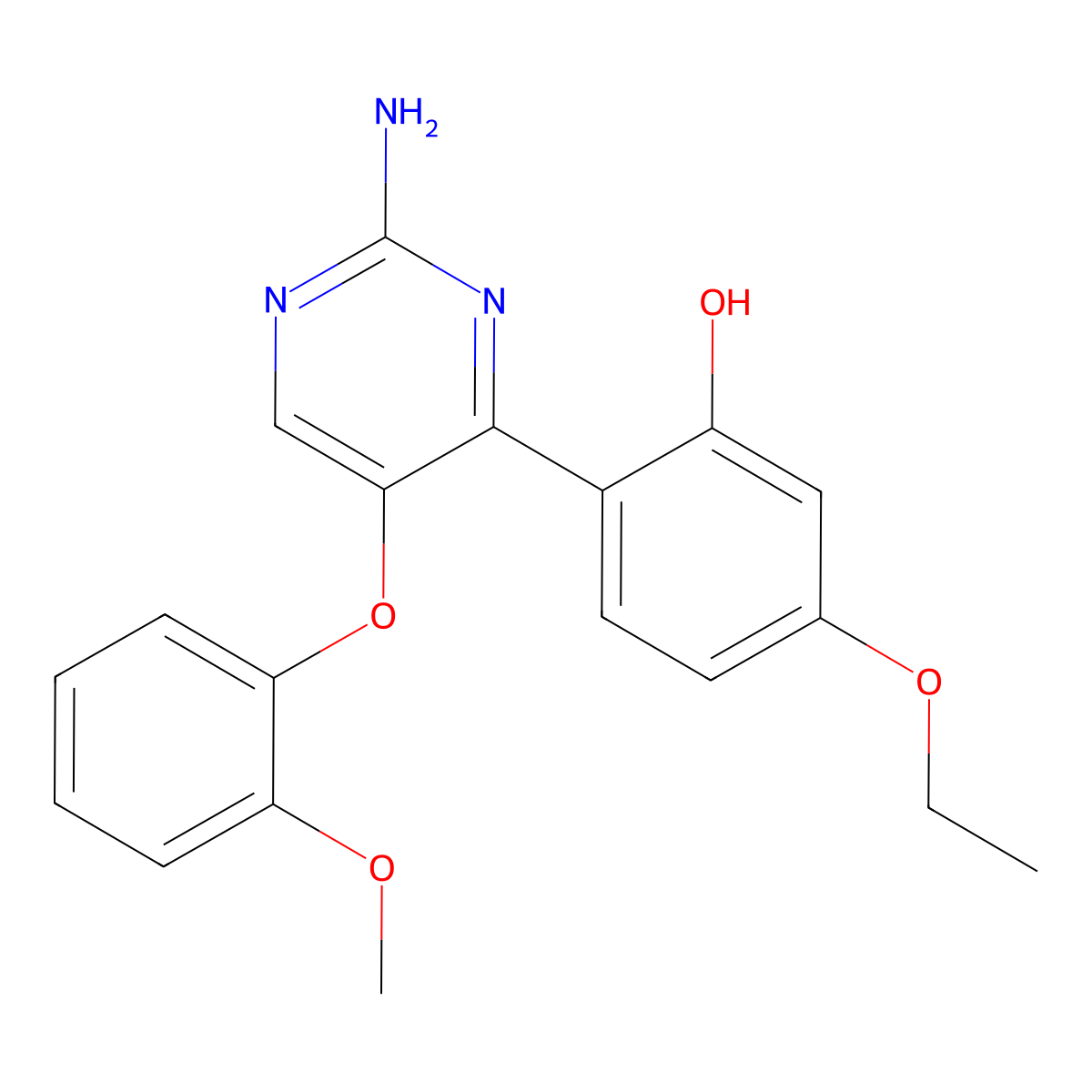 2-[2-Amino-5-(2-methoxyphenoxy)pyrimidin-4-yl]-5-ethoxyphenol molecular structure, CAS 850189-12-7