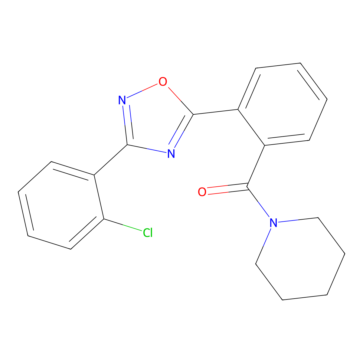[2-[3-(2-Chlorophenyl)-1,2,4-oxadiazol-5-yl]phenyl]-piperidin-1-ylmethanone molecular structure, CAS 850189-15-0