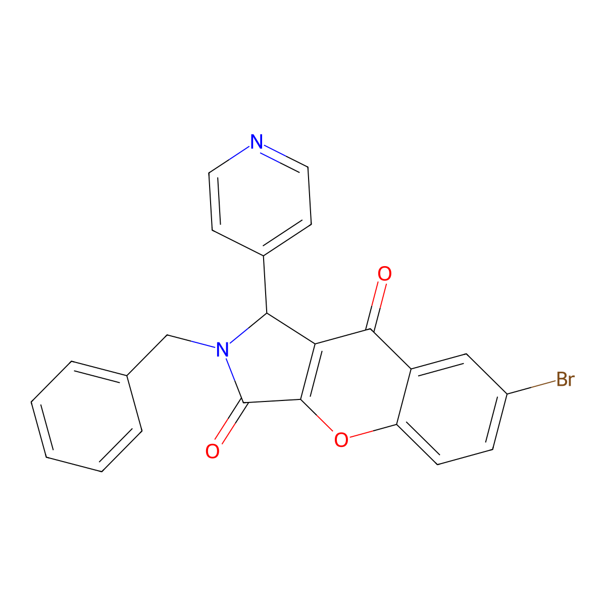 2-Benzyl-7-bromo-1-(pyridin-4-yl)-1,2-dihydrochromeno[2,3-c]pyrrole-3,9-dione molecular structure, CAS 850189-75-2