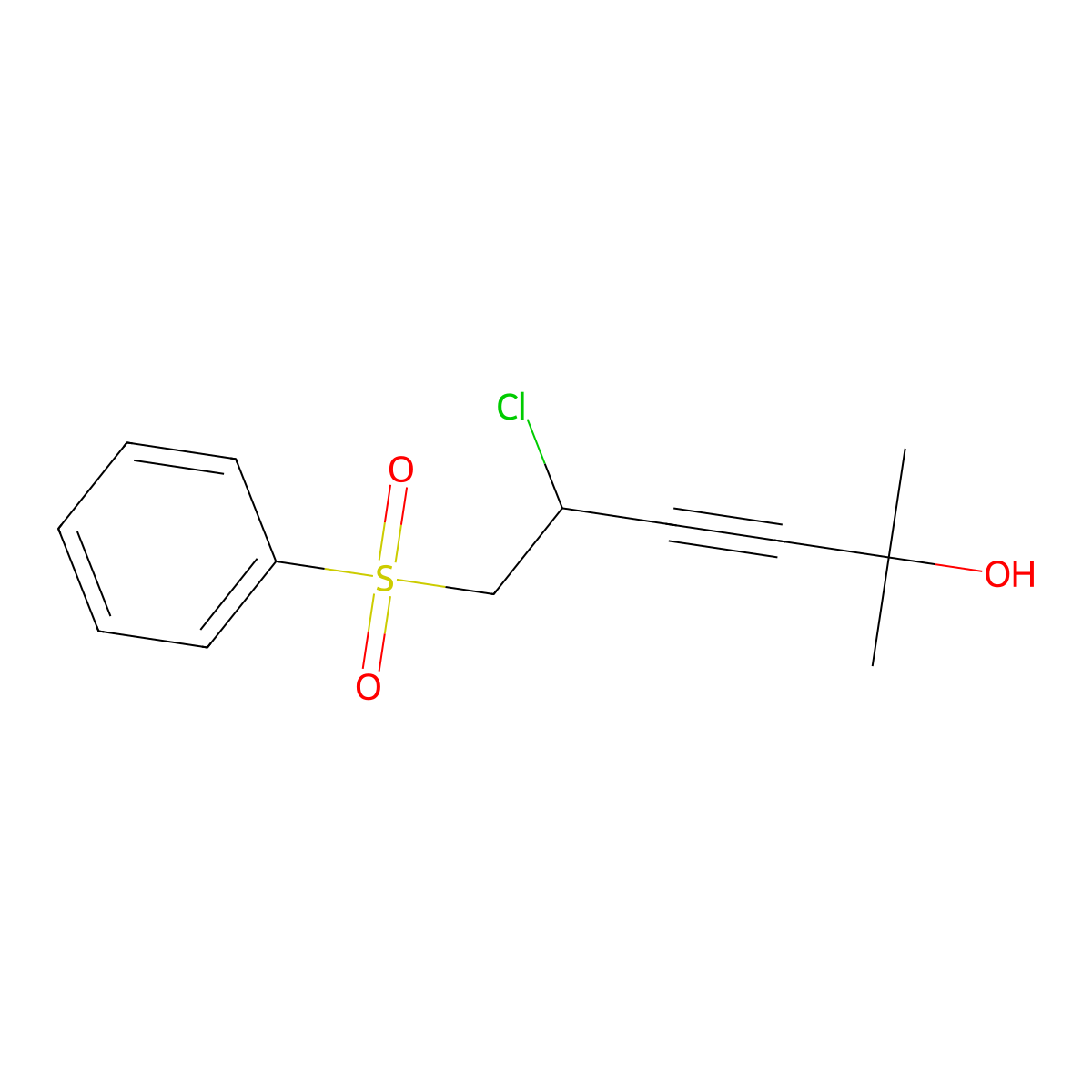6-(Benzenesulfonyl)-5-chloro-2-methylhex-3-yn-2-ol molecular structure, CAS 85019-49-4