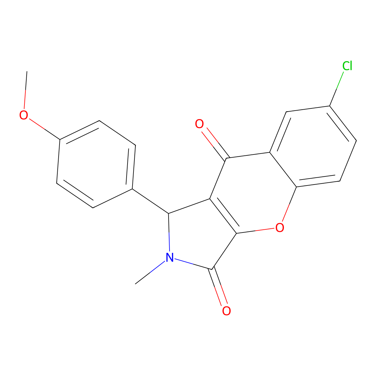 7-Chloro-1-(4-methoxyphenyl)-2-methyl-1,2-dihydrochromeno[2,3-c]pyrrole-3,9-dione molecular structure, CAS 850190-57-7