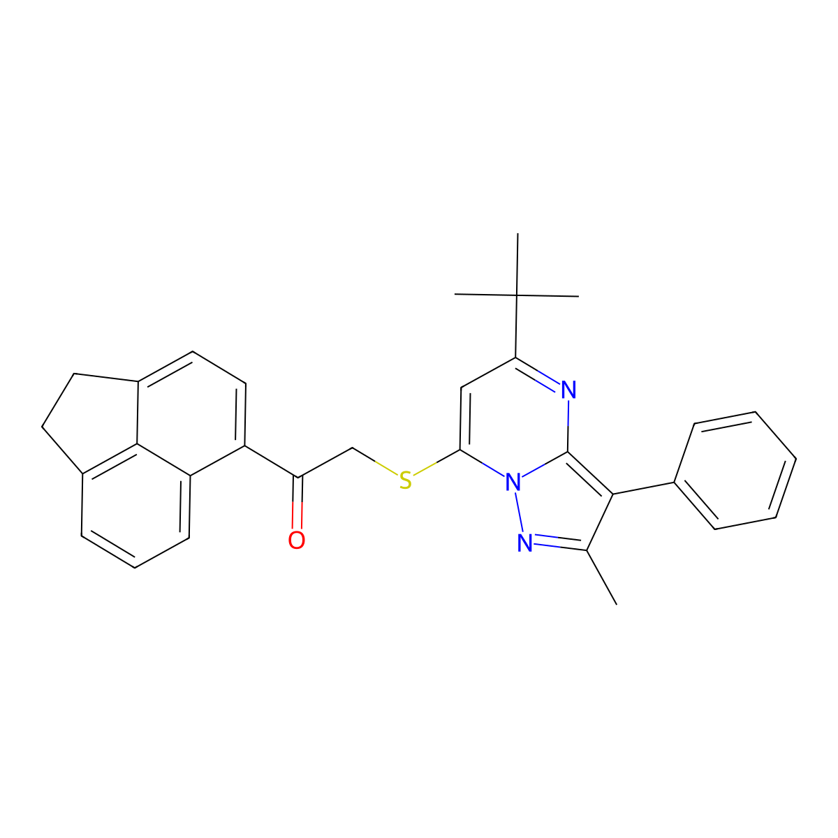 2-[(5-Tert-butyl-2-methyl-3-phenylpyrazolo[1,5-a]pyrimidin-7-yl)sulfanyl]-1-(1,2-dihydroacenaphthylen-5-yl)ethanone molecular structure, CAS 850190-86-2