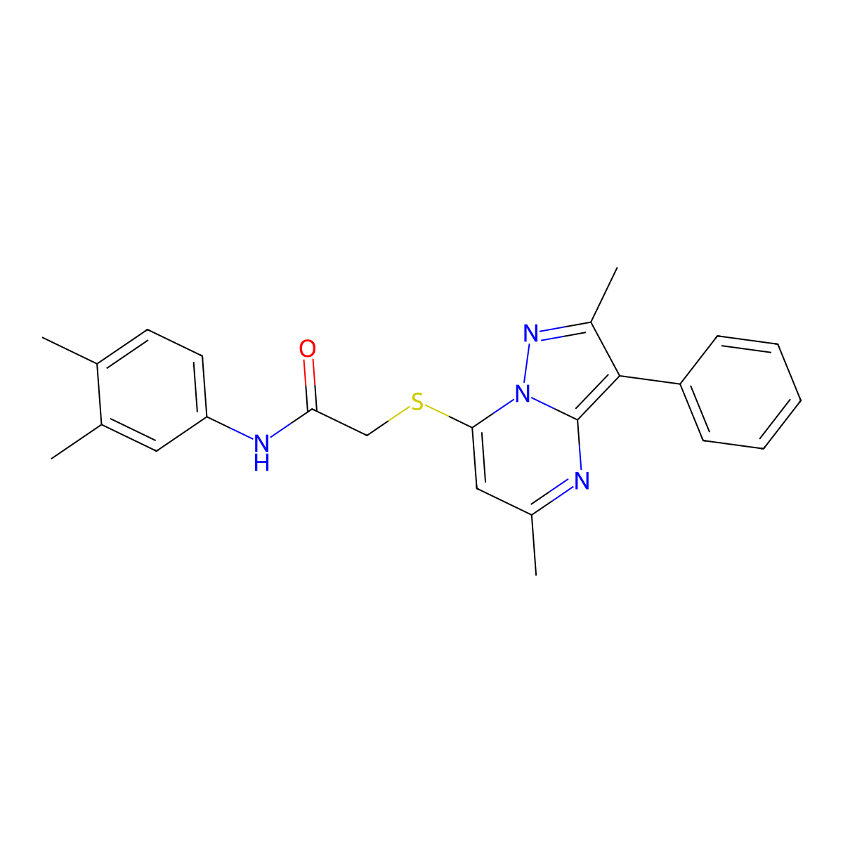 N-(3,4-dimethylphenyl)-2-[(2,5-dimethyl-3-phenylpyrazolo[1,5-a]pyrimidin-7-yl)sulfanyl]acetamide molecular structure, CAS 850191-08-1