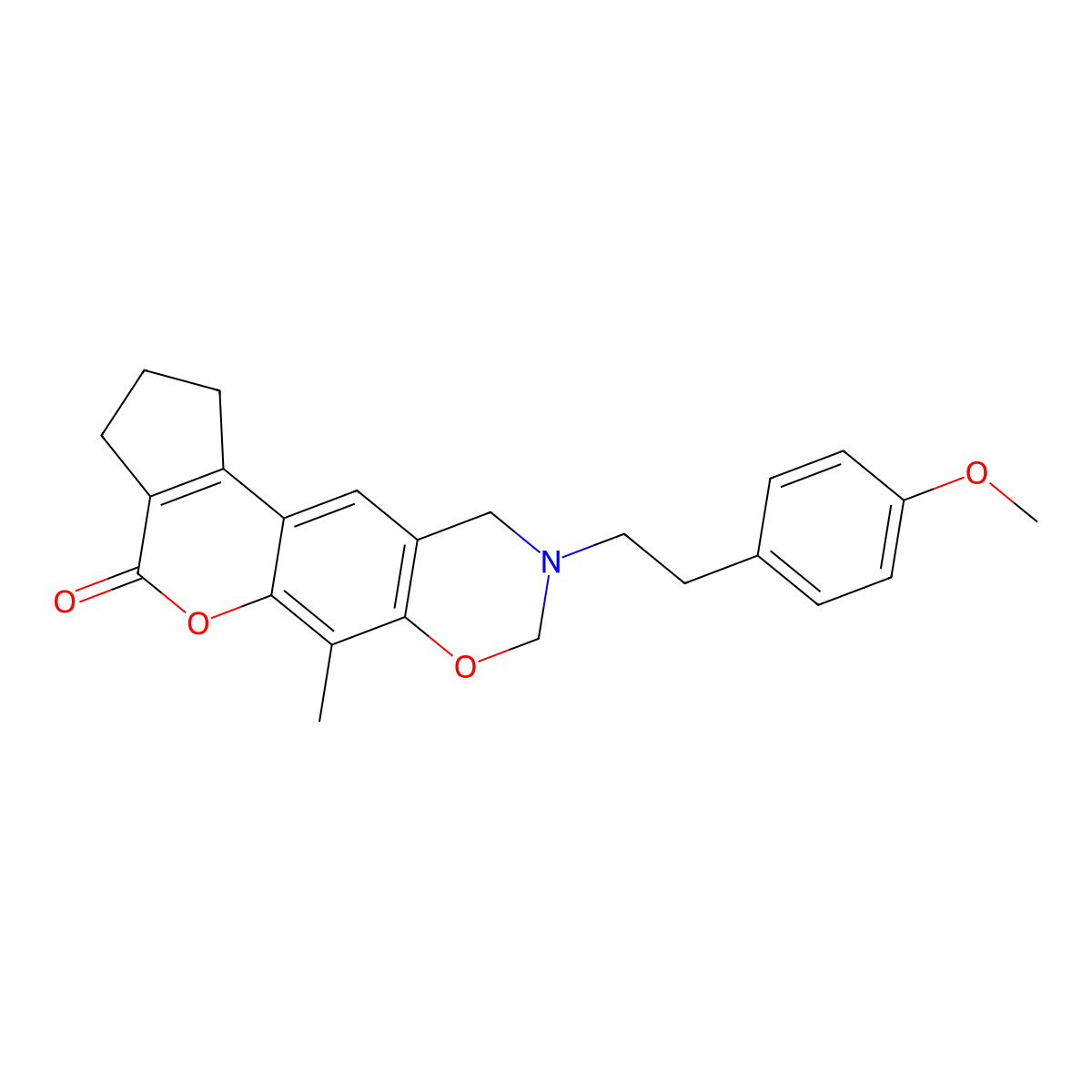 9-[2-(4-methoxyphenyl)ethyl]-6-methyl-2,3,9,10-tetrahydro-8H-cyclopenta[3,4]chromeno[6,7-e][1,3]oxazin-4(1H)-one molecular structure, CAS 850191-54-7
