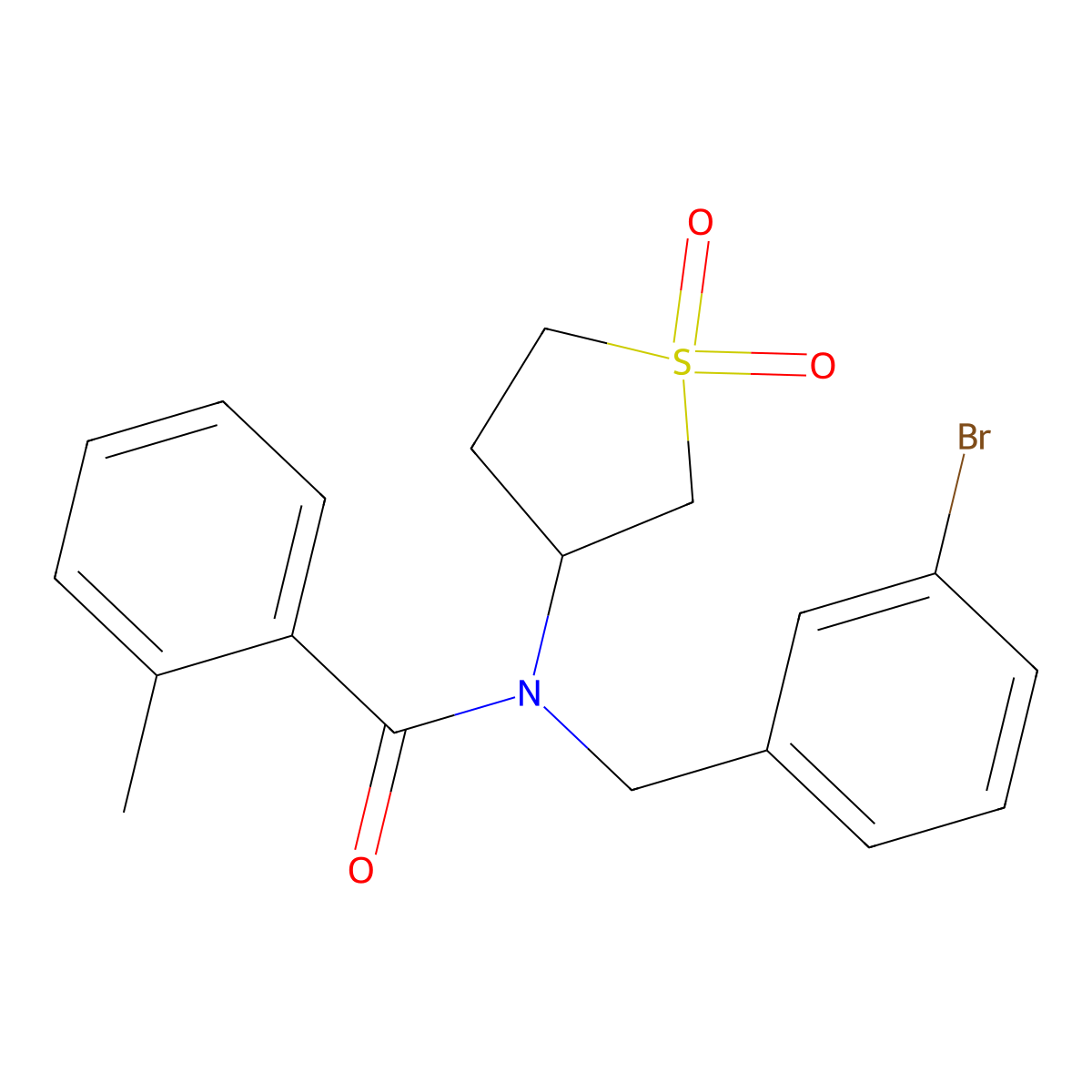 N-(3-bromobenzyl)-N-(1,1-dioxidotetrahydrothiophen-3-yl)-2-methylbenzamide molecular structure, CAS 850191-62-7