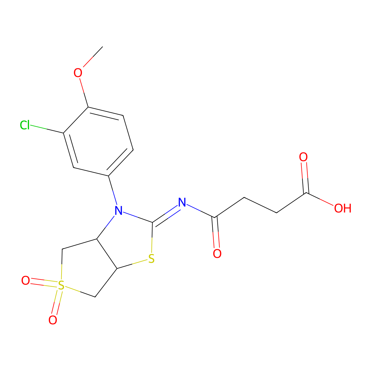 4-{[(2Z)-3-(3-chloro-4-methoxyphenyl)-5,5-dioxidotetrahydrothieno[3,4-d][1,3]thiazol-2(3H)-ylidene]amino}-4-oxobutanoic acid molecular structure, CAS 850191-72-9