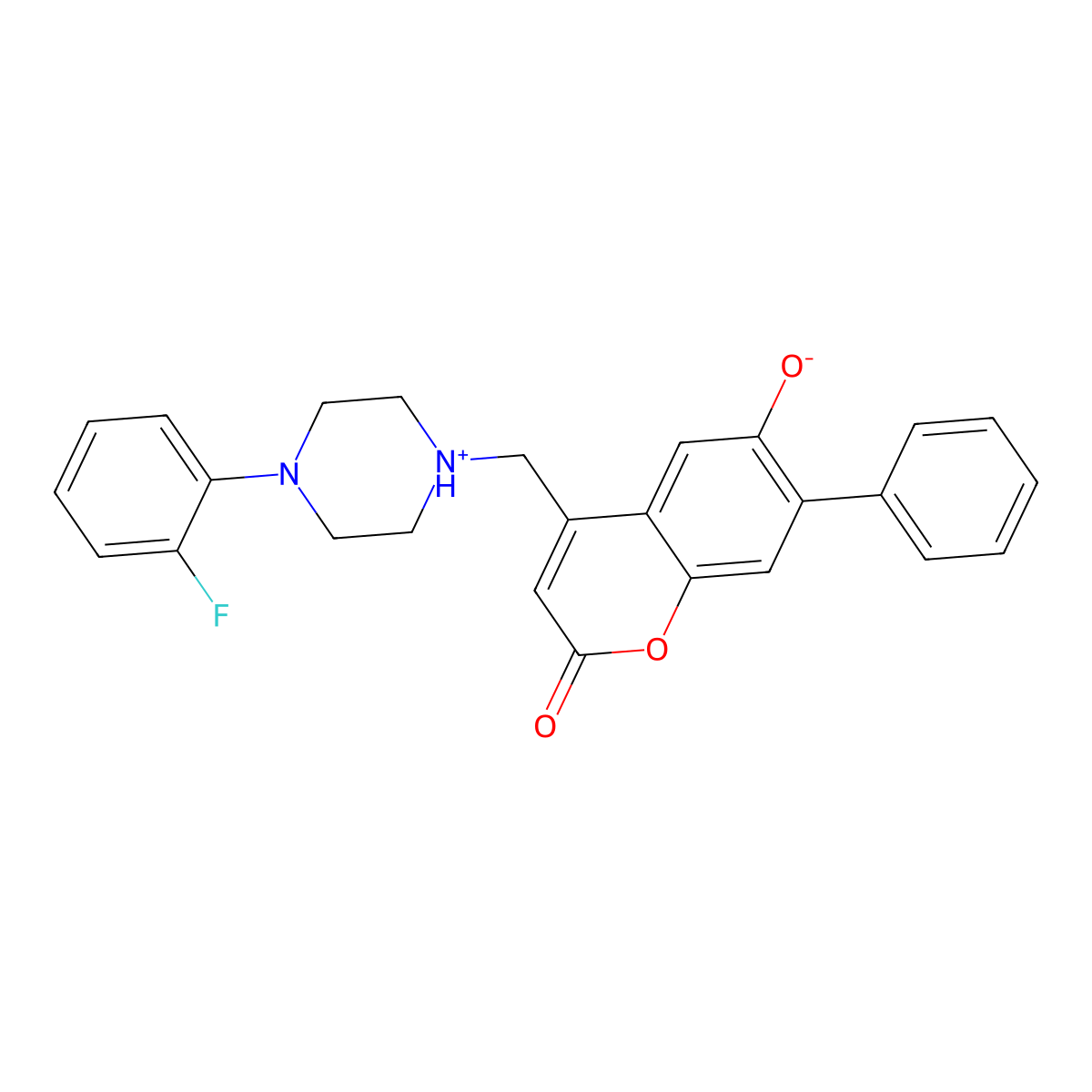 4-[[4-(2-Fluorophenyl)piperazin-1-yl]methyl]-6-hydroxy-7-phenylchromen-2-one molecular structure, CAS 850192-14-2