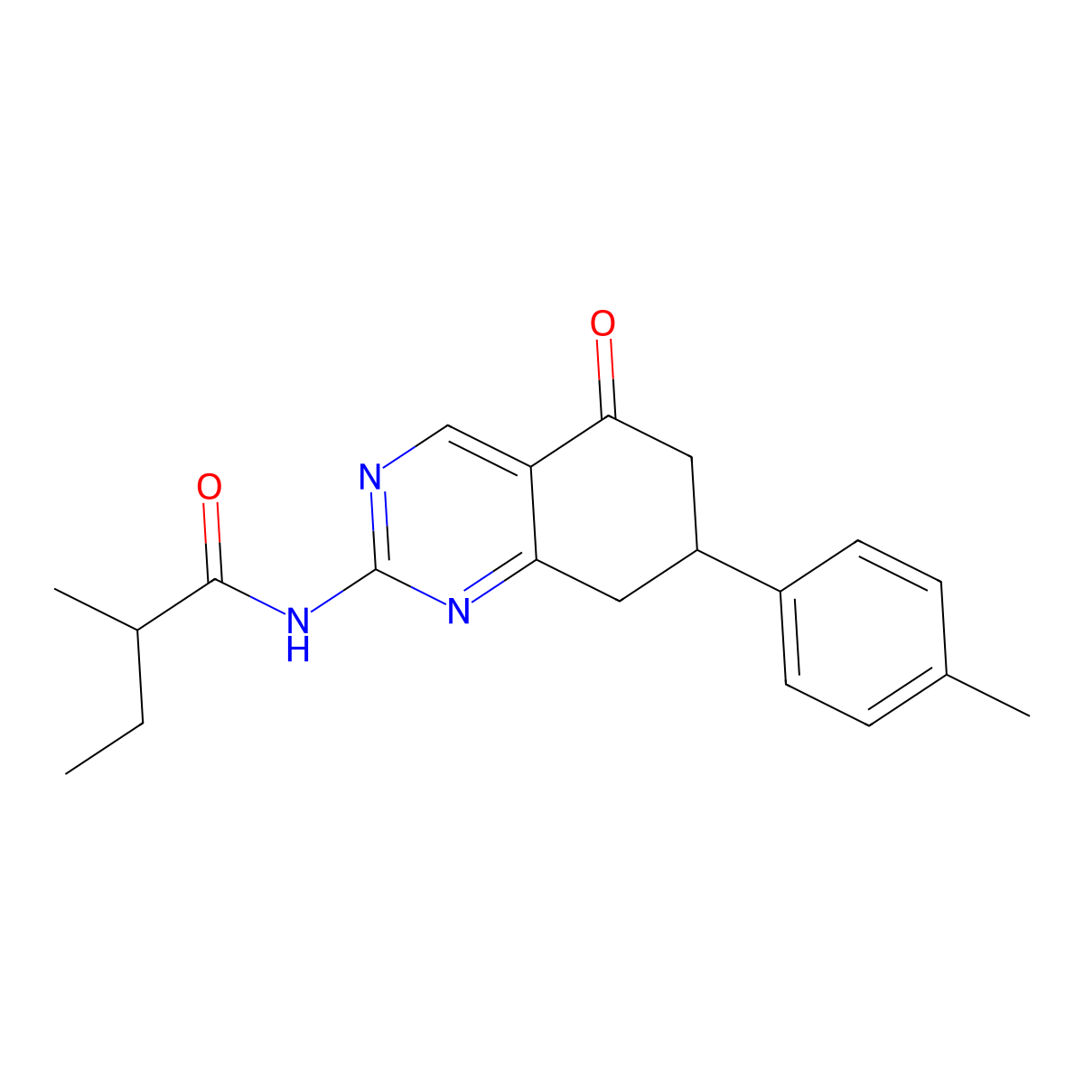 2-methyl-N-[7-(4-methylphenyl)-5-oxo-5,6,7,8-tetrahydroquinazolin-2-yl]butanamide molecular structure, CAS 850192-15-3