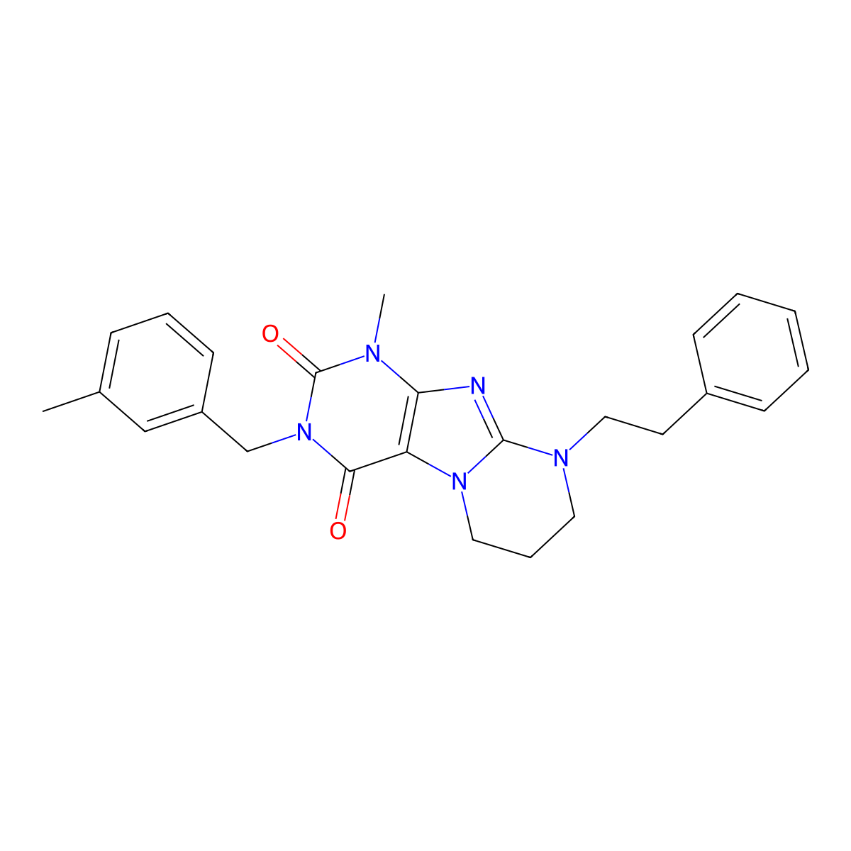 1-methyl-3-(3-methylbenzyl)-9-phenethyl-6,7,8,9-tetrahydropyrimido[2,1-f]purine-2,4(1H,3H)-dione molecular structure, CAS 850192-31-3