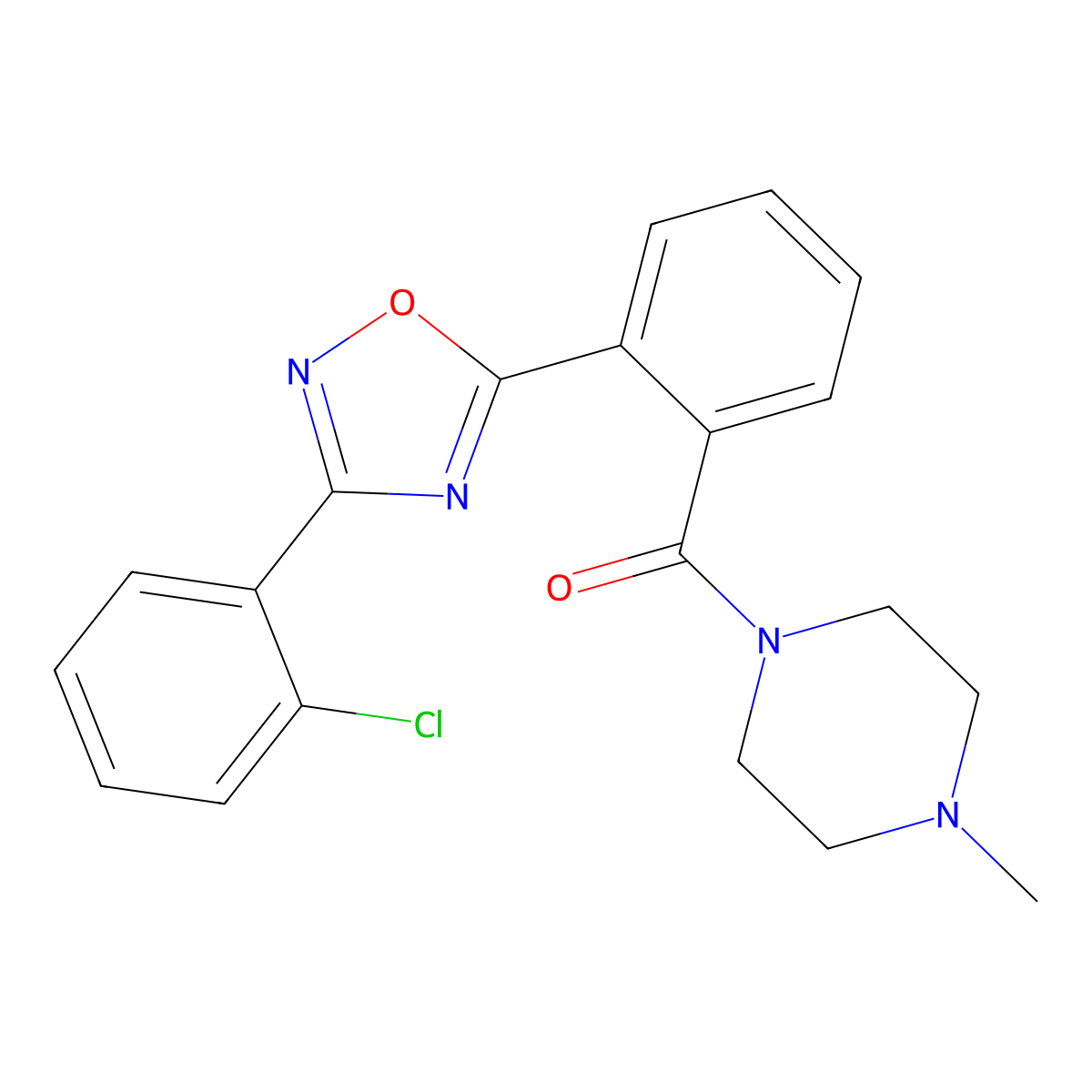 [2-[3-(2-Chlorophenyl)-1,2,4-oxadiazol-5-yl]phenyl]-(4-methylpiperazin-1-yl)methanone molecular structure, CAS 850193-23-6