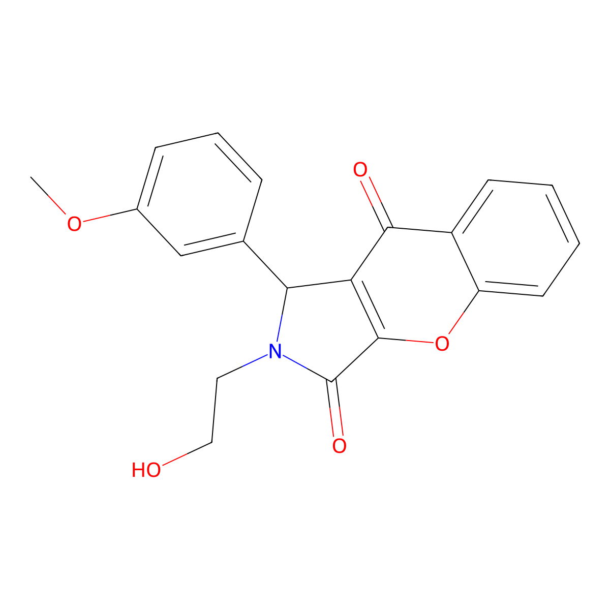 2-(2-Hydroxyethyl)-1-(3-methoxyphenyl)-1,2-dihydrochromeno[2,3-c]pyrrole-3,9-dione molecular structure, CAS 850193-32-7