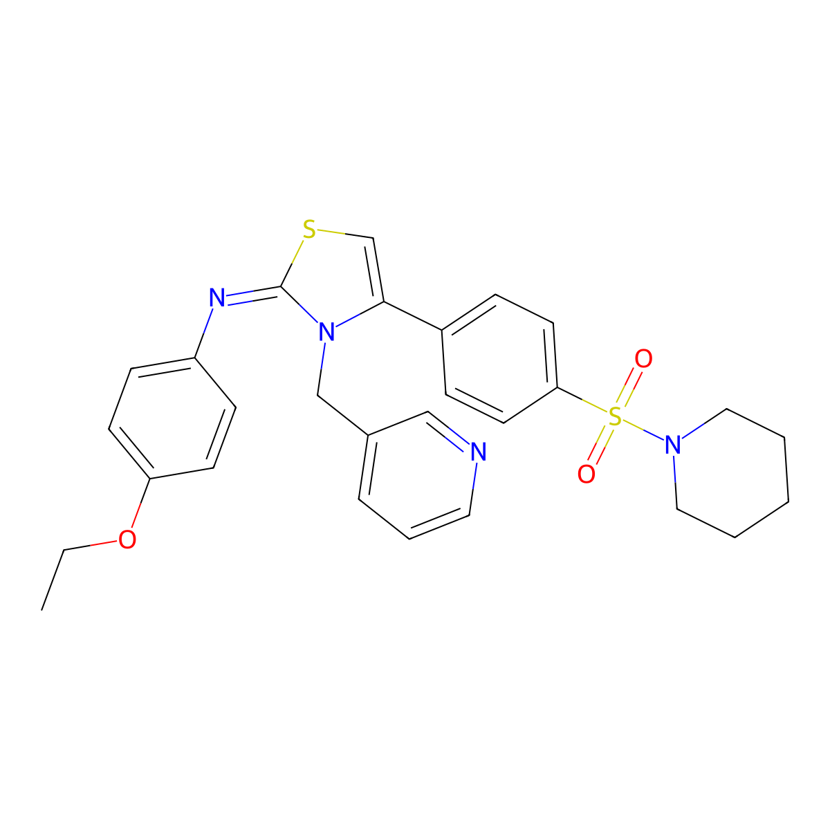 4-ethoxy-N-[(2Z)-4-[4-(piperidin-1-ylsulfonyl)phenyl]-3-(pyridin-3-ylmethyl)-1,3-thiazol-2(3H)-ylidene]aniline molecular structure, CAS 850193-53-2