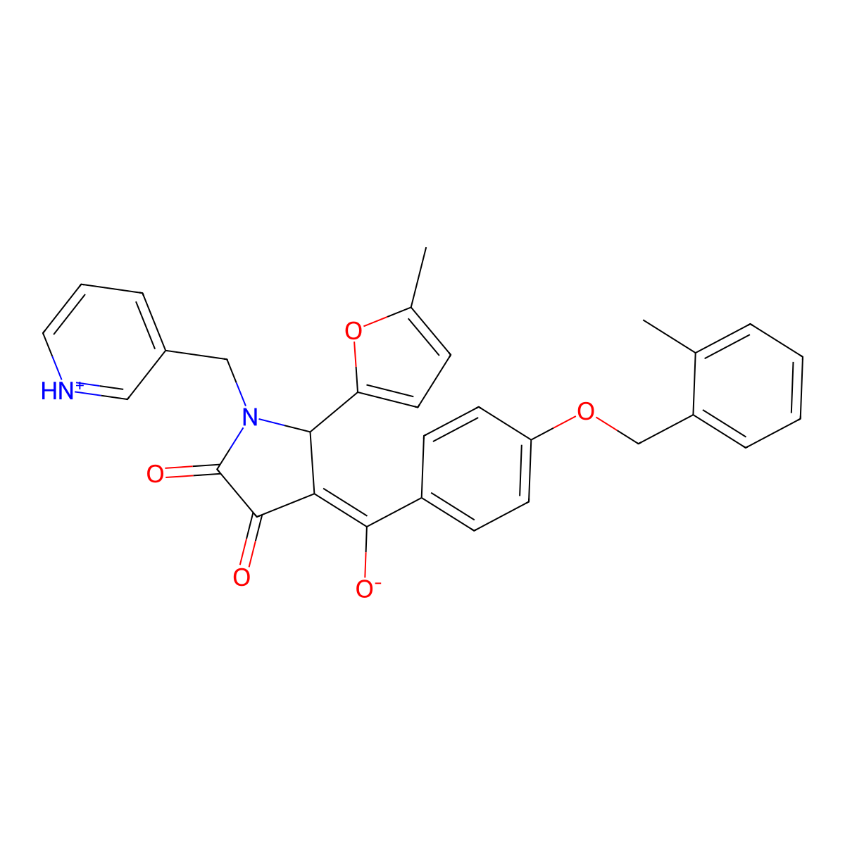 3-hydroxy-5-(5-methylfuran-2-yl)-4-{4-[(2-methylphenyl)methoxy]benzoyl}-1-[(pyridin-3-yl)methyl]-2,5-dihydro-1H-pyrrol-2-one molecular structure, CAS 850193-65-6