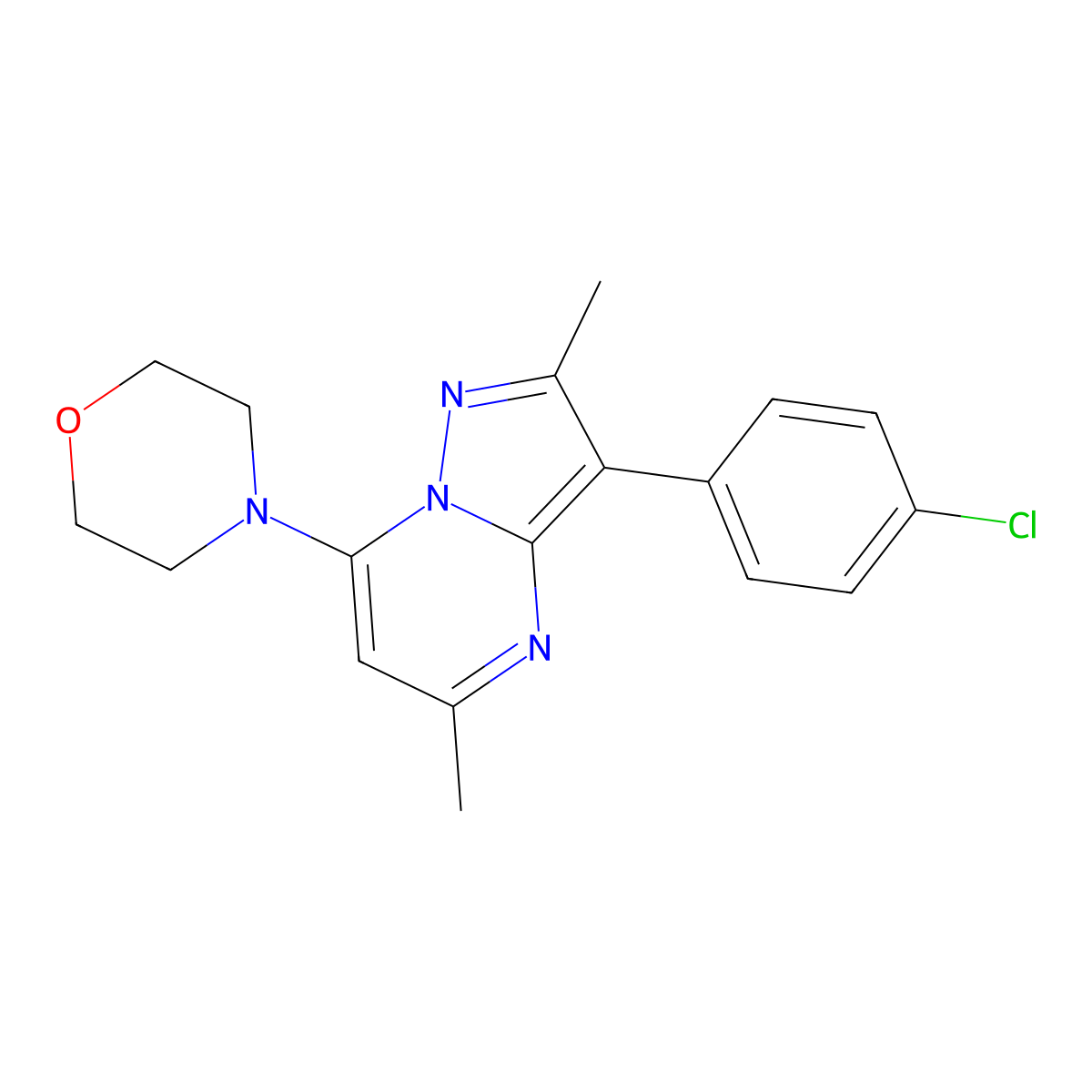 4-(3-(4-Chlorophenyl)-2,5-dimethylpyrazolo[1,5-a]pyrimidin-7-yl)morpholine molecular structure, CAS 850193-71-4