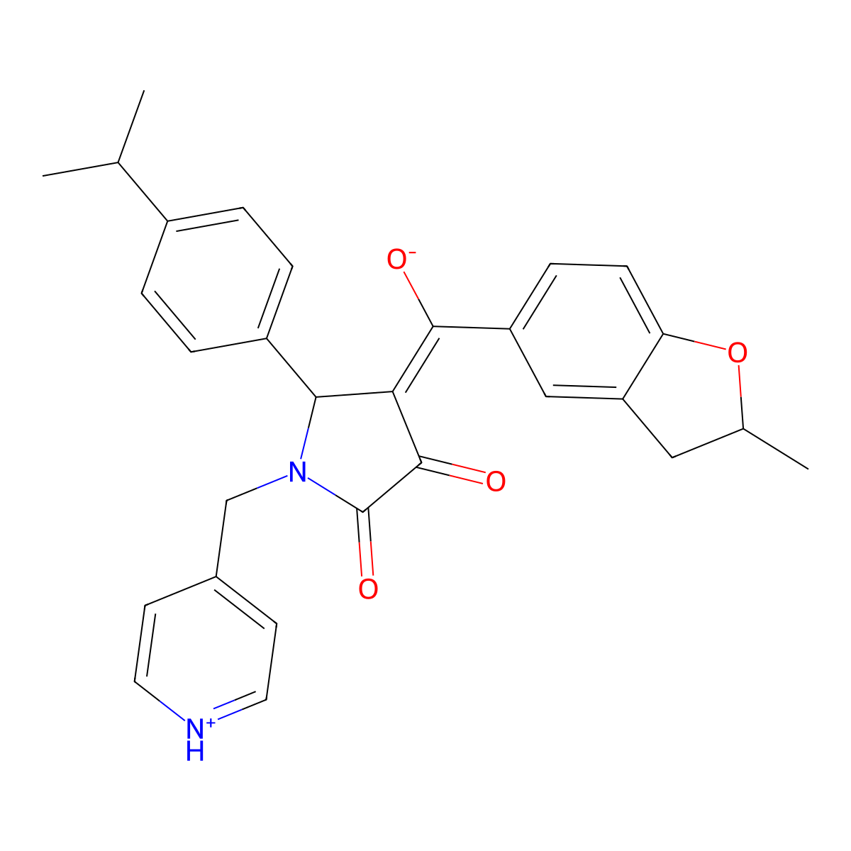 3-hydroxy-4-(2-methyl-2,3-dihydro-1-benzofuran-5-carbonyl)-5-[4-(propan-2-yl)phenyl]-1-[(pyridin-4-yl)methyl]-2,5-dihydro-1H-pyrrol-2-one molecular structure, CAS 850194-22-8