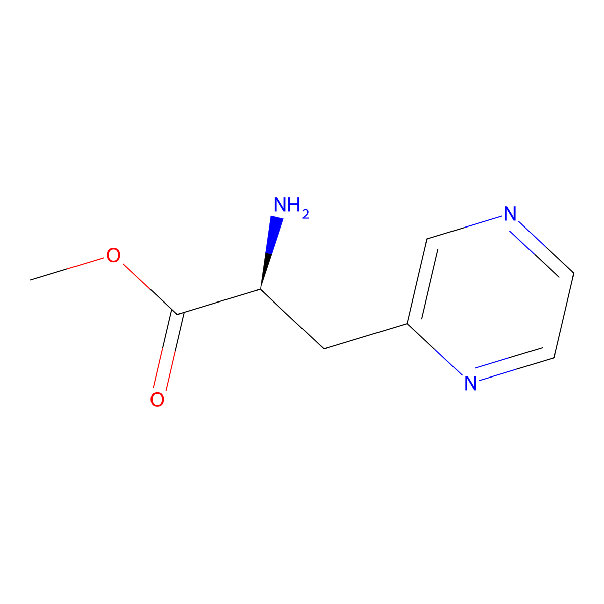 methyl (2S)-2-amino-3-(pyrazin-2-yl)propanoate molecular structure, CAS 850203-23-5