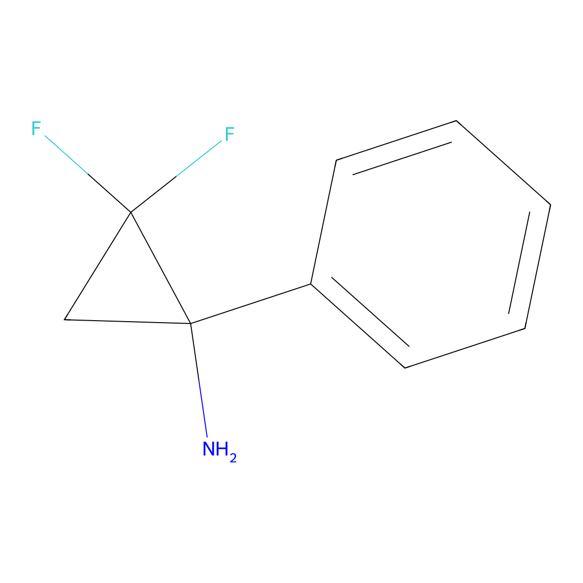 2,2-Difluoro-1-phenylcyclopropan-1-amine molecular structure, CAS 850206-08-5