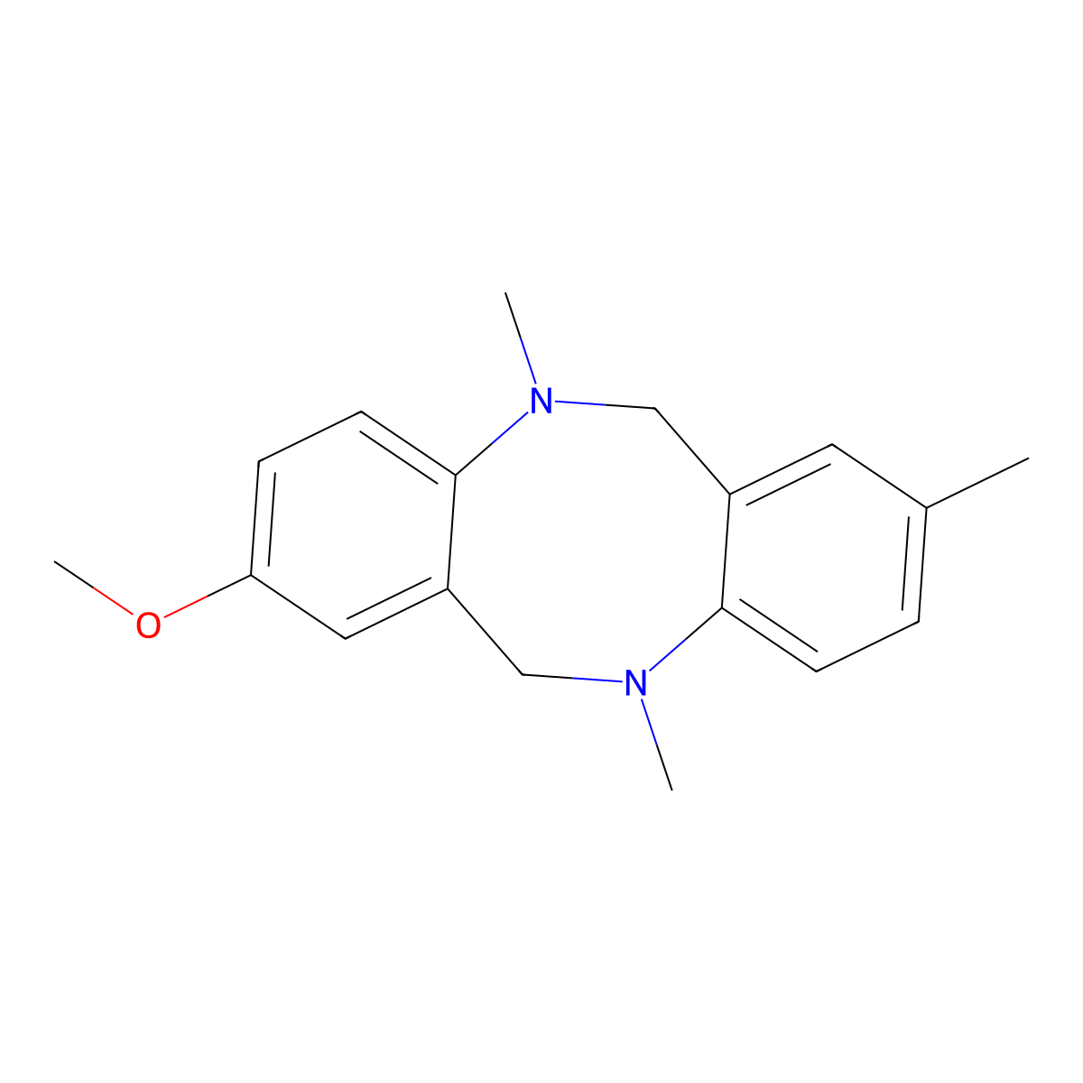 2-Methoxy-5,8,11-trimethyl-6,12-dihydrobenzo[c][1,5]benzodiazocine molecular structure, CAS 85021-22-3