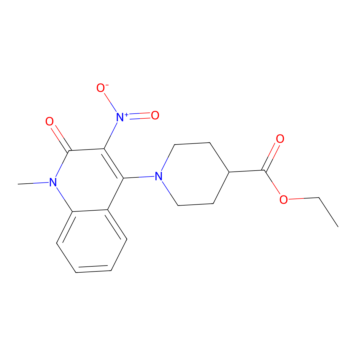 Ethyl 1-(1-methyl-3-nitro-2-oxo-1,2-dihydroquinolin-4-yl)piperidine-4-carboxylate molecular structure, CAS 850227-99-5