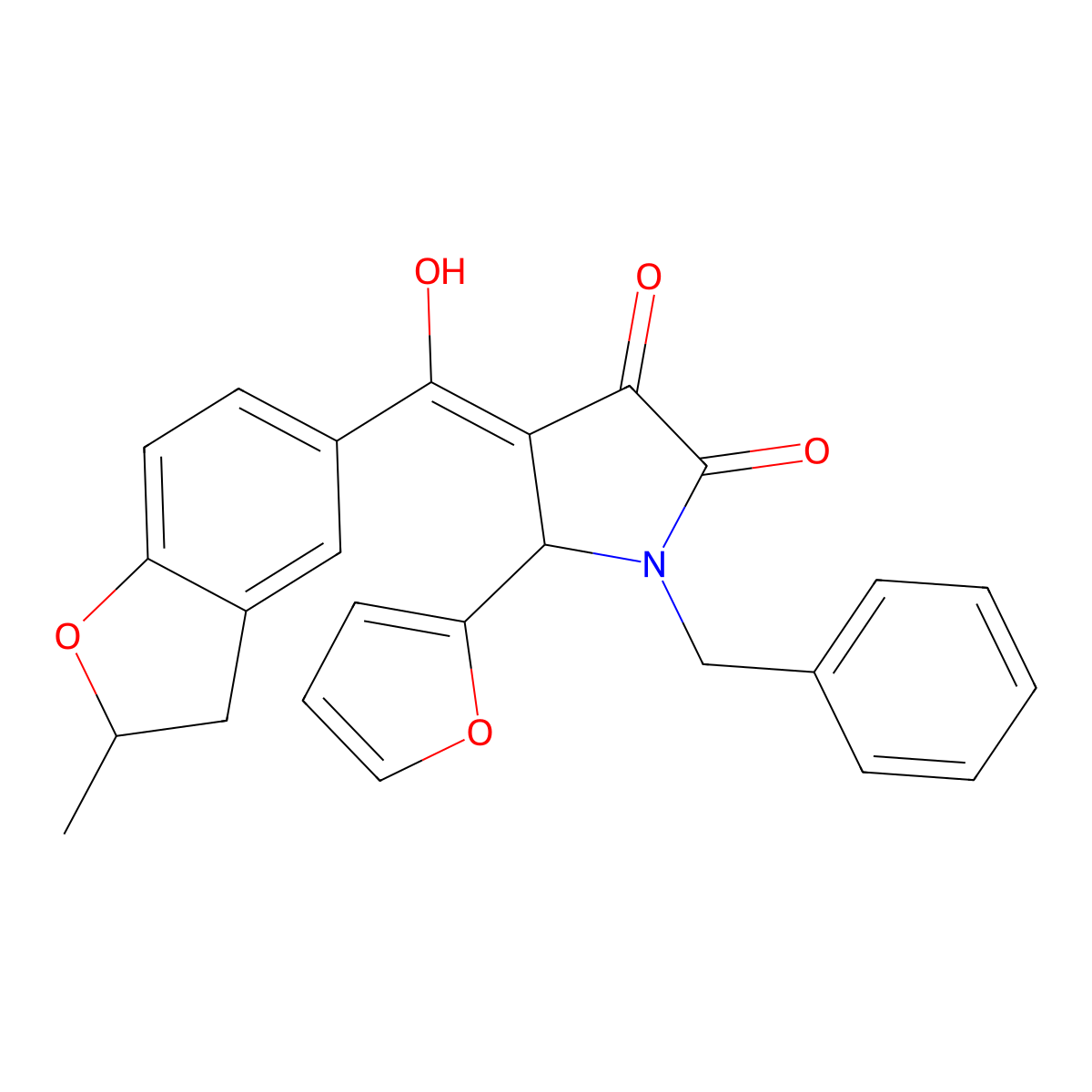 1-benzyl-5-(furan-2-yl)-3-hydroxy-4-(2-methyl-2,3-dihydro-1-benzofuran-5-carbonyl)-2,5-dihydro-1H-pyrrol-2-one molecular structure, CAS 850228-22-7