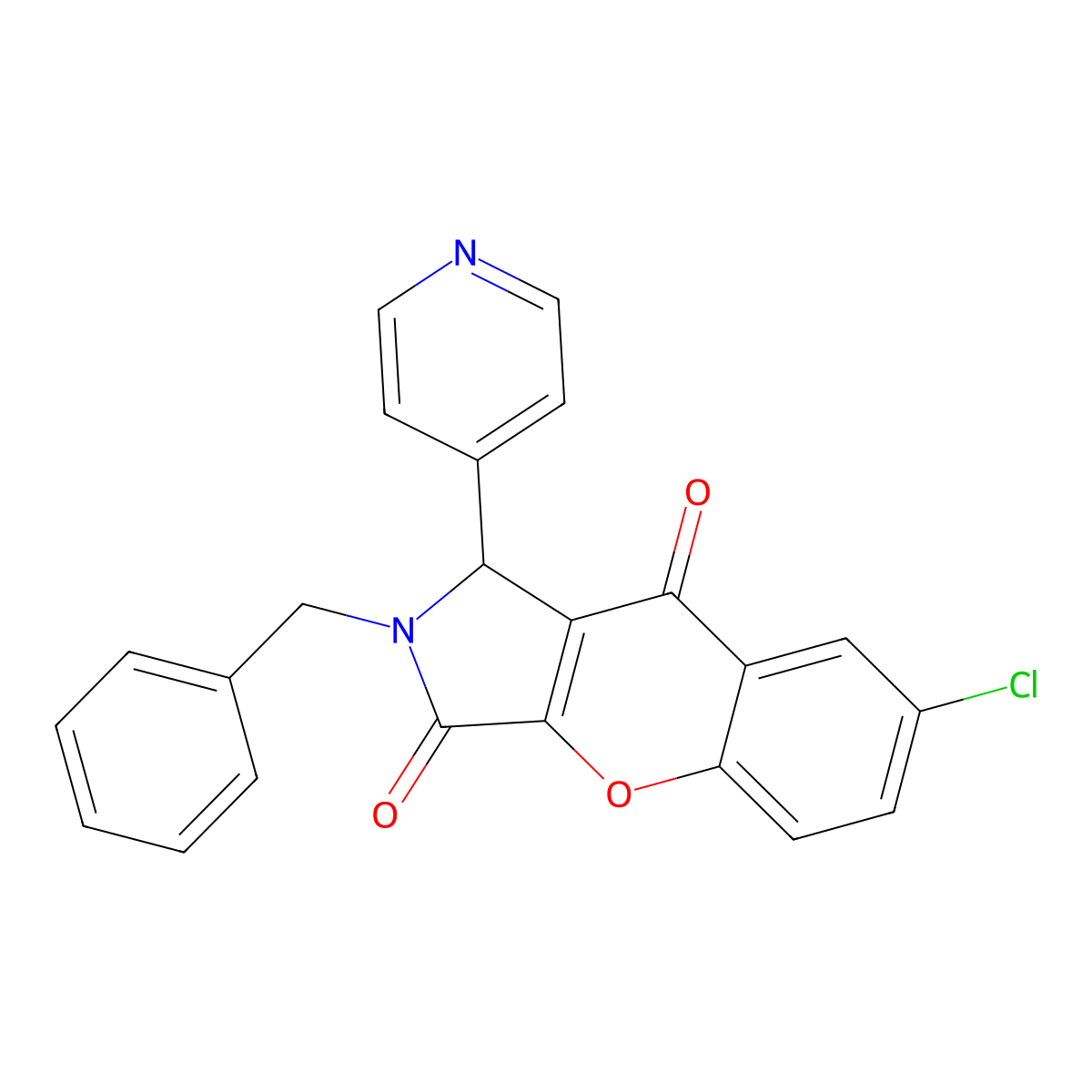 2-Benzyl-7-chloro-1-(pyridin-4-yl)-1,2-dihydrochromeno[2,3-c]pyrrole-3,9-dione molecular structure, CAS 850228-31-8