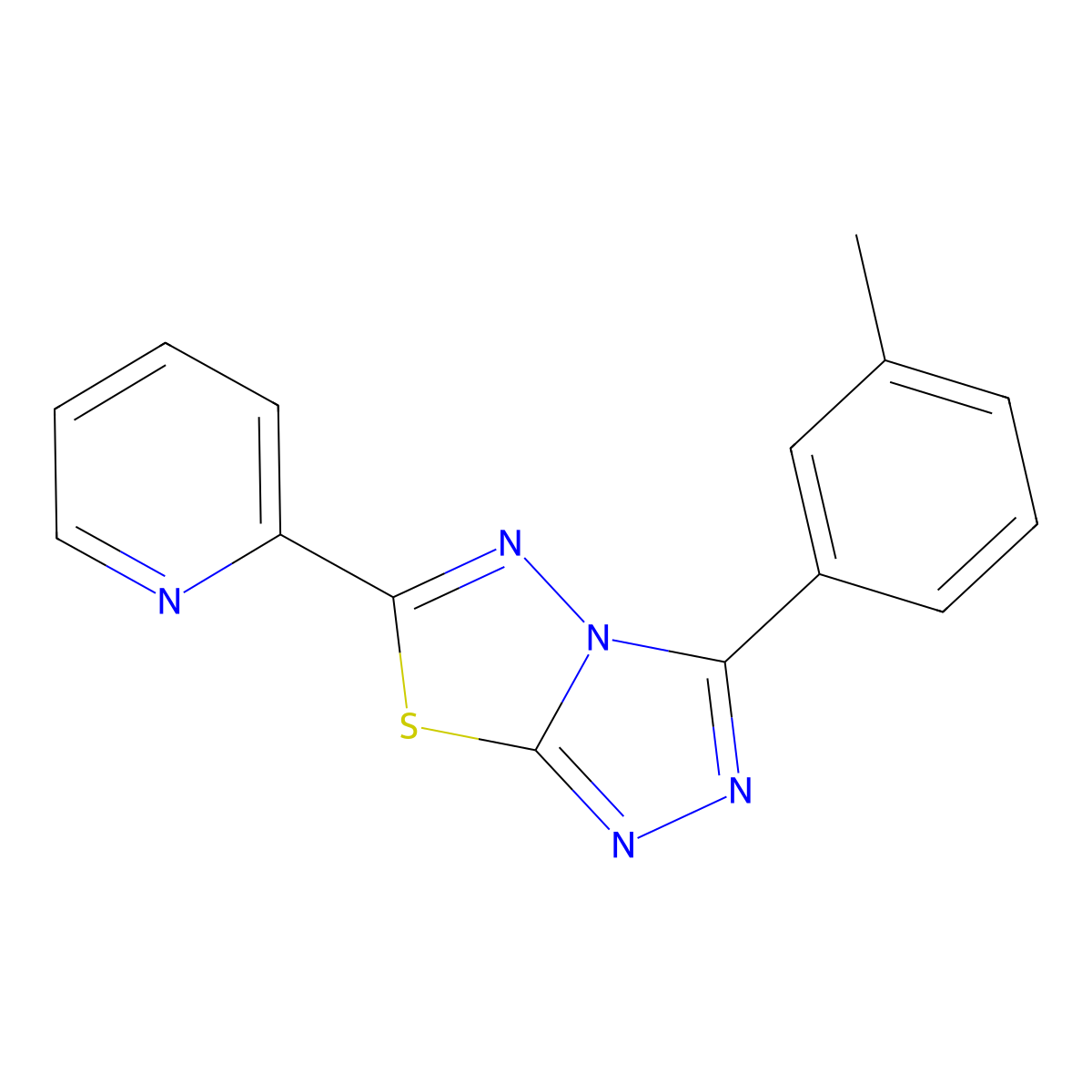 3-(3-Methylphenyl)-6-pyridin-2-yl-[1,2,4]triazolo[3,4-b][1,3,4]thiadiazole molecular structure, CAS 850228-62-5
