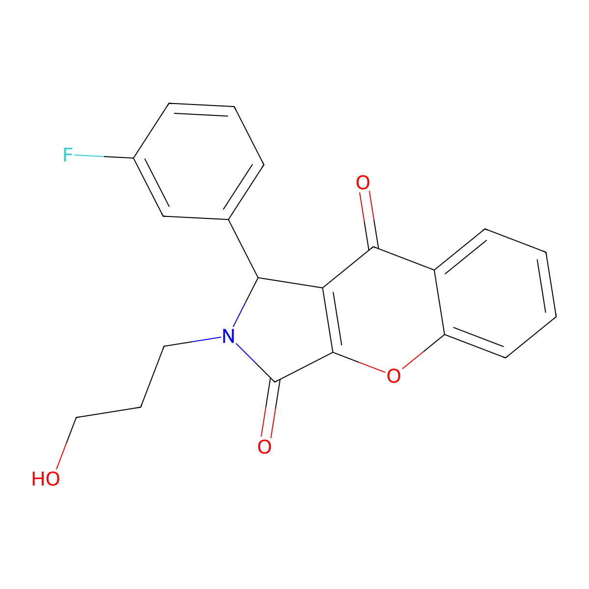 1-(3-Fluorophenyl)-2-(3-hydroxypropyl)-1,2-dihydrochromeno[2,3-c]pyrrole-3,9-dione molecular structure, CAS 850228-73-8