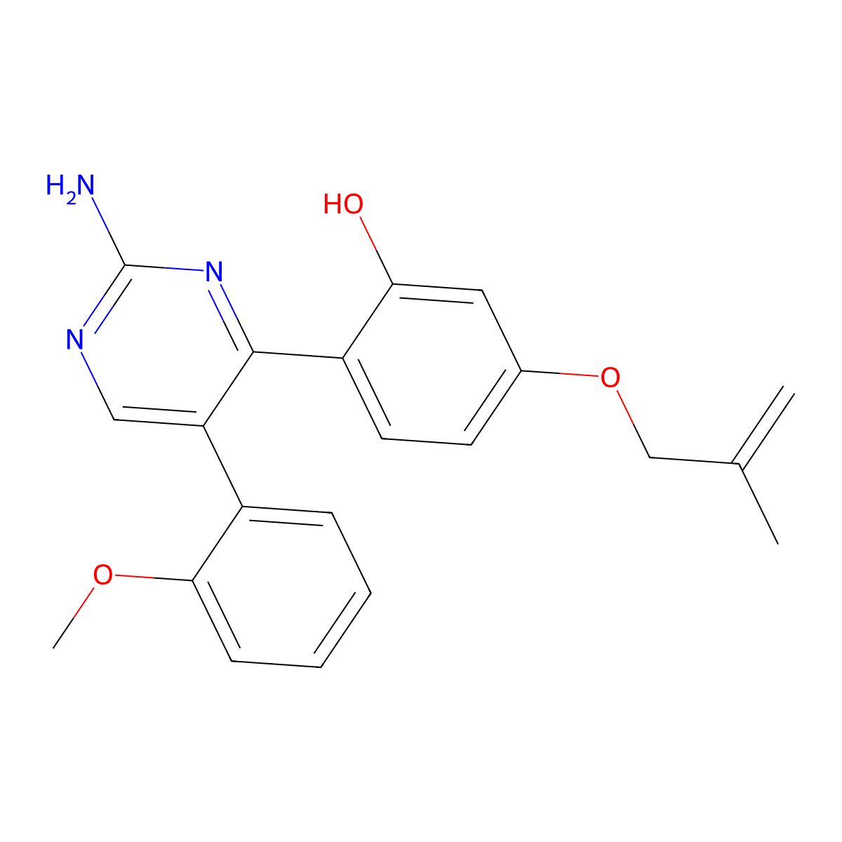 2-(2-Amino-5-(2-methoxyphenyl)pyrimidin-4-yl)-5-((2-methylallyl)oxy)phenol molecular structure, CAS 850228-85-2