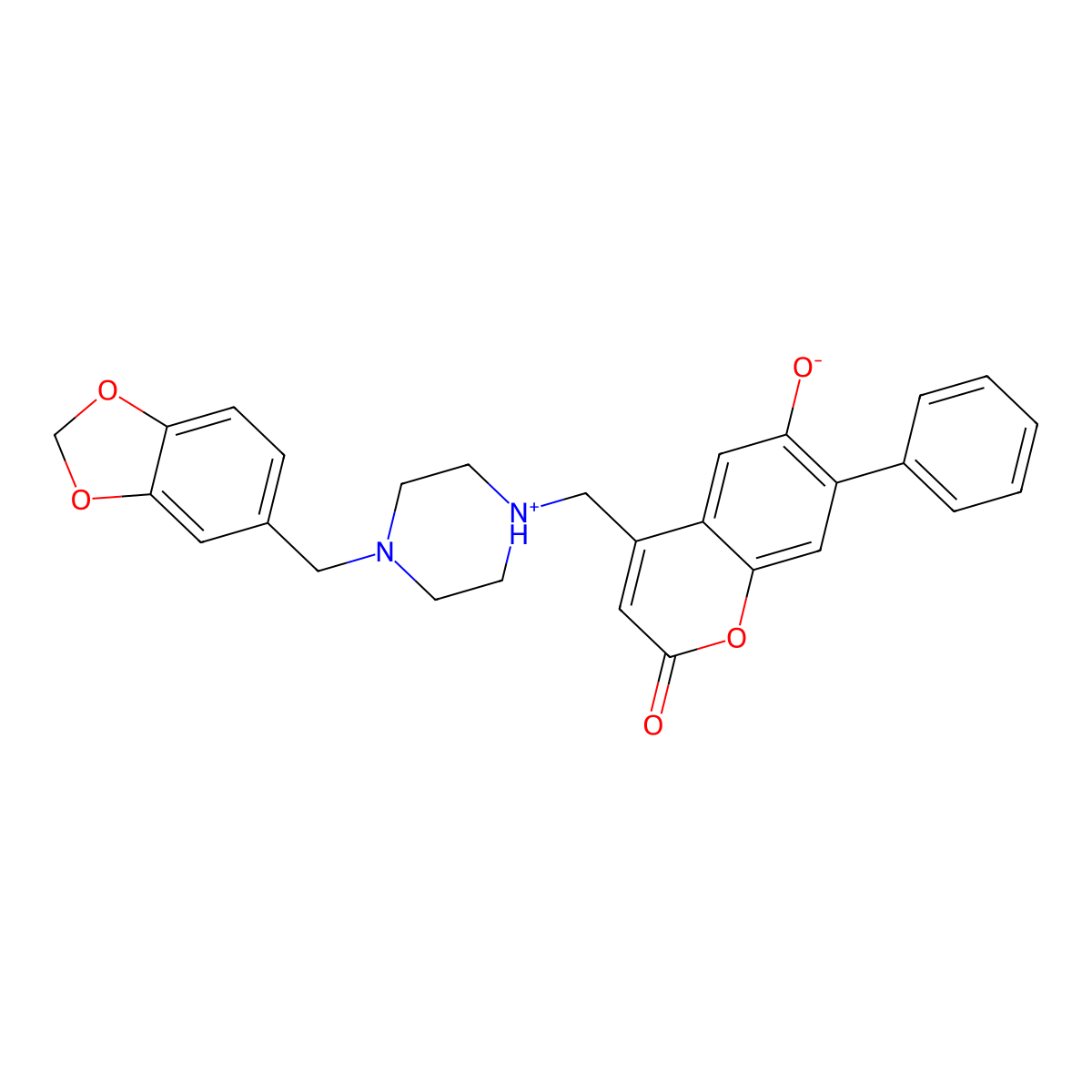 4-((4-(benzo[d][1,3]dioxol-5-ylmethyl)piperazin-1-yl)methyl)-6-hydroxy-7-phenyl-2H-chromen-2-one molecular structure, CAS 850229-99-1