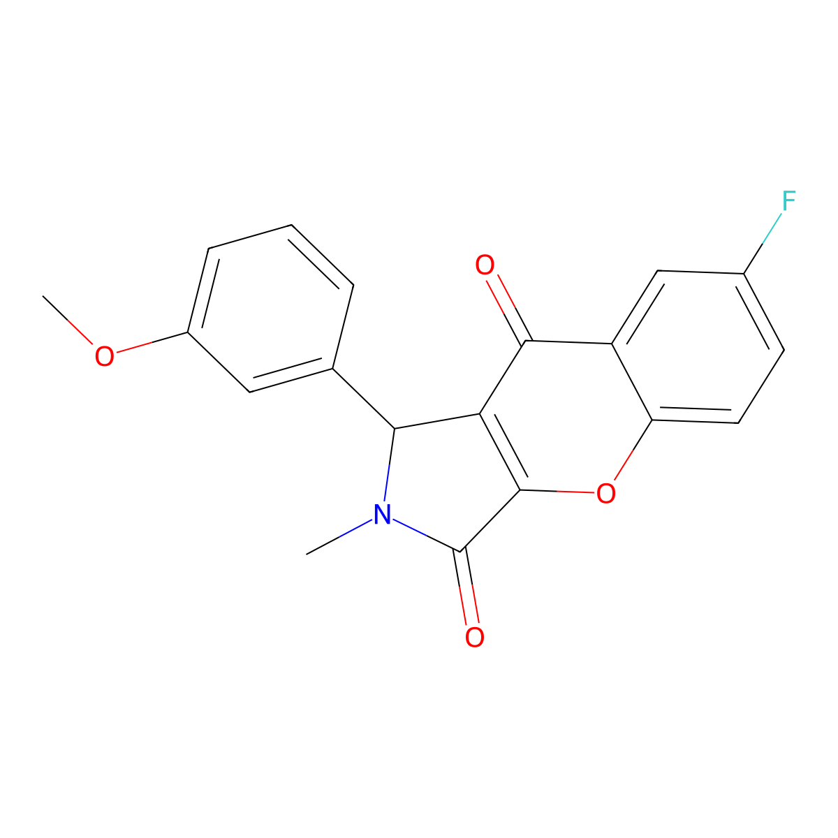 7-Fluoro-1-(3-methoxyphenyl)-2-methyl-1,2-dihydrochromeno[2,3-c]pyrrole-3,9-dione molecular structure, CAS 850230-71-6